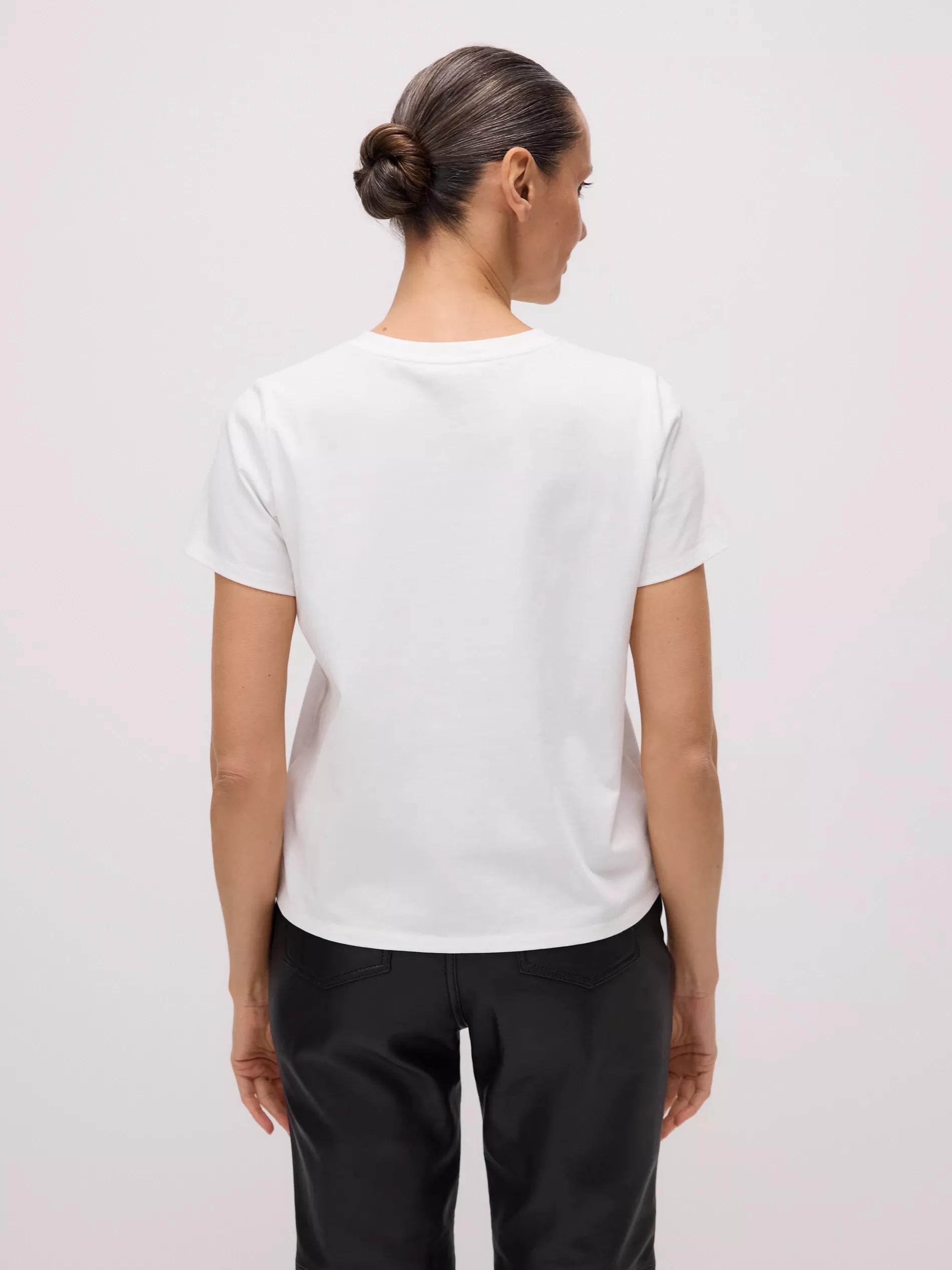 White T-Shirt With Ornamental Neckline, , large image number 4