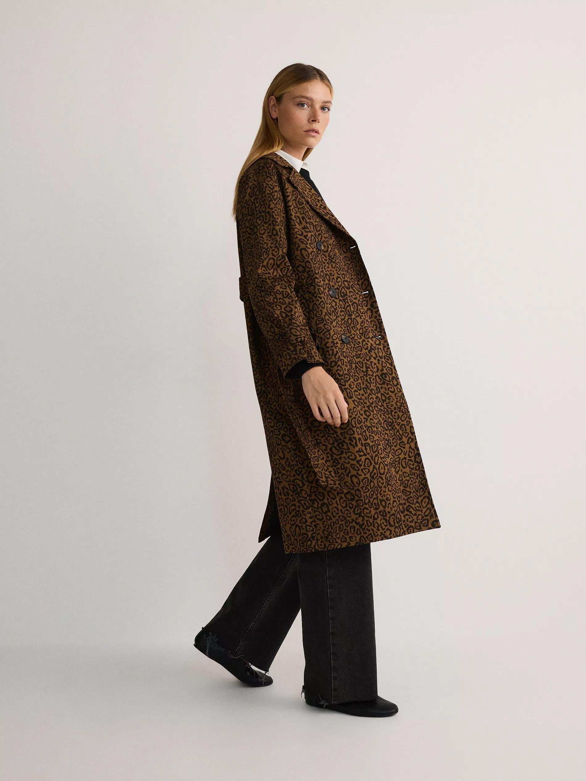 Multicolour Cotton Trench Coat With Belt, , medium