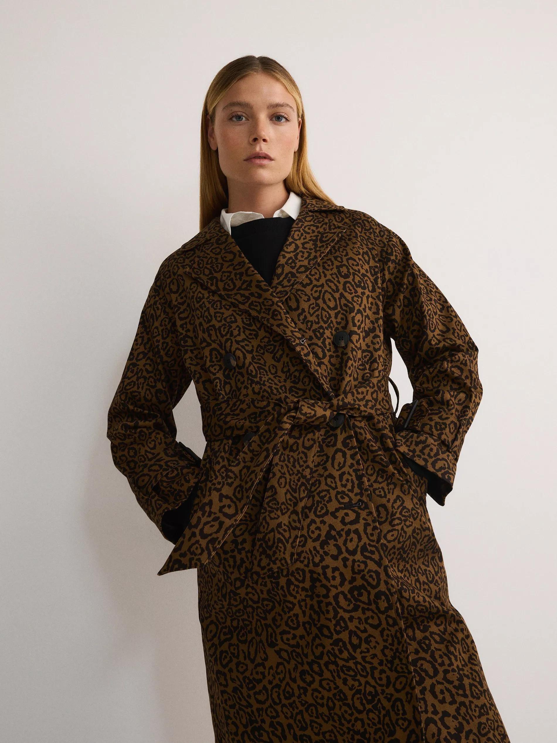 Multicolour Cotton Trench Coat With Belt, , large image number 1