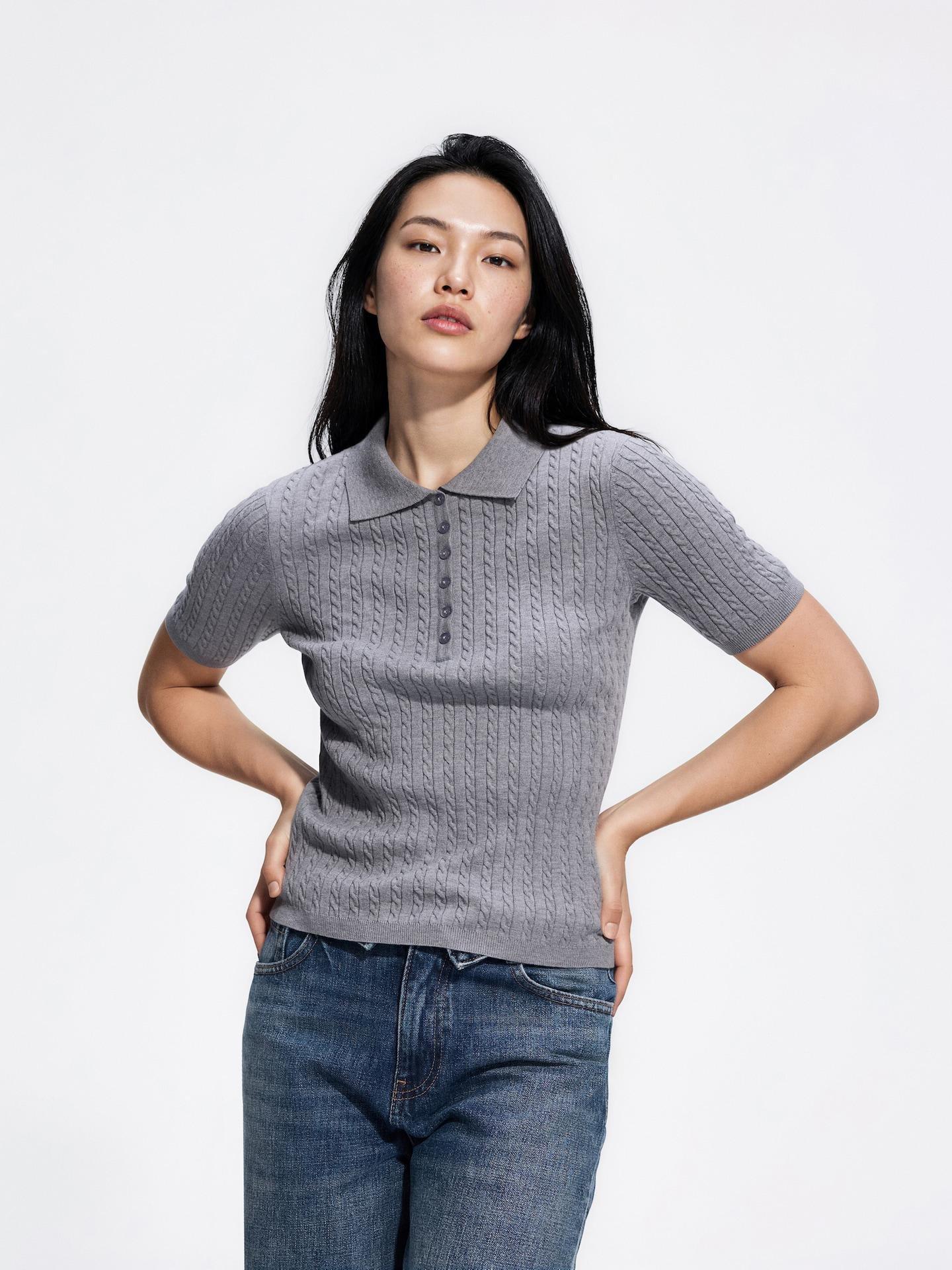 Grey Short Sleeve Jumper, Grey, medium