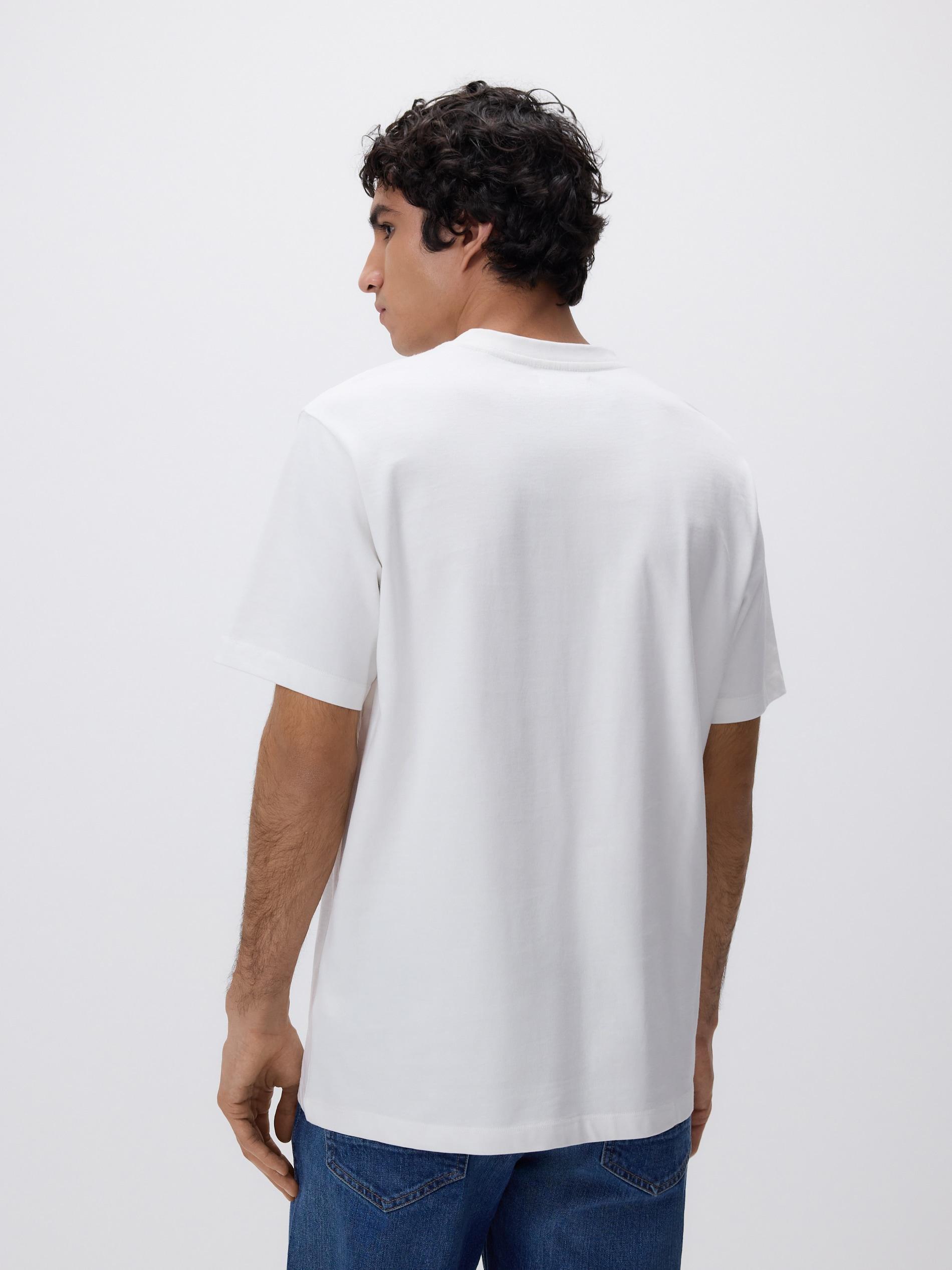 White Comfort Fit T-Shirt With Print, White, large image number 2