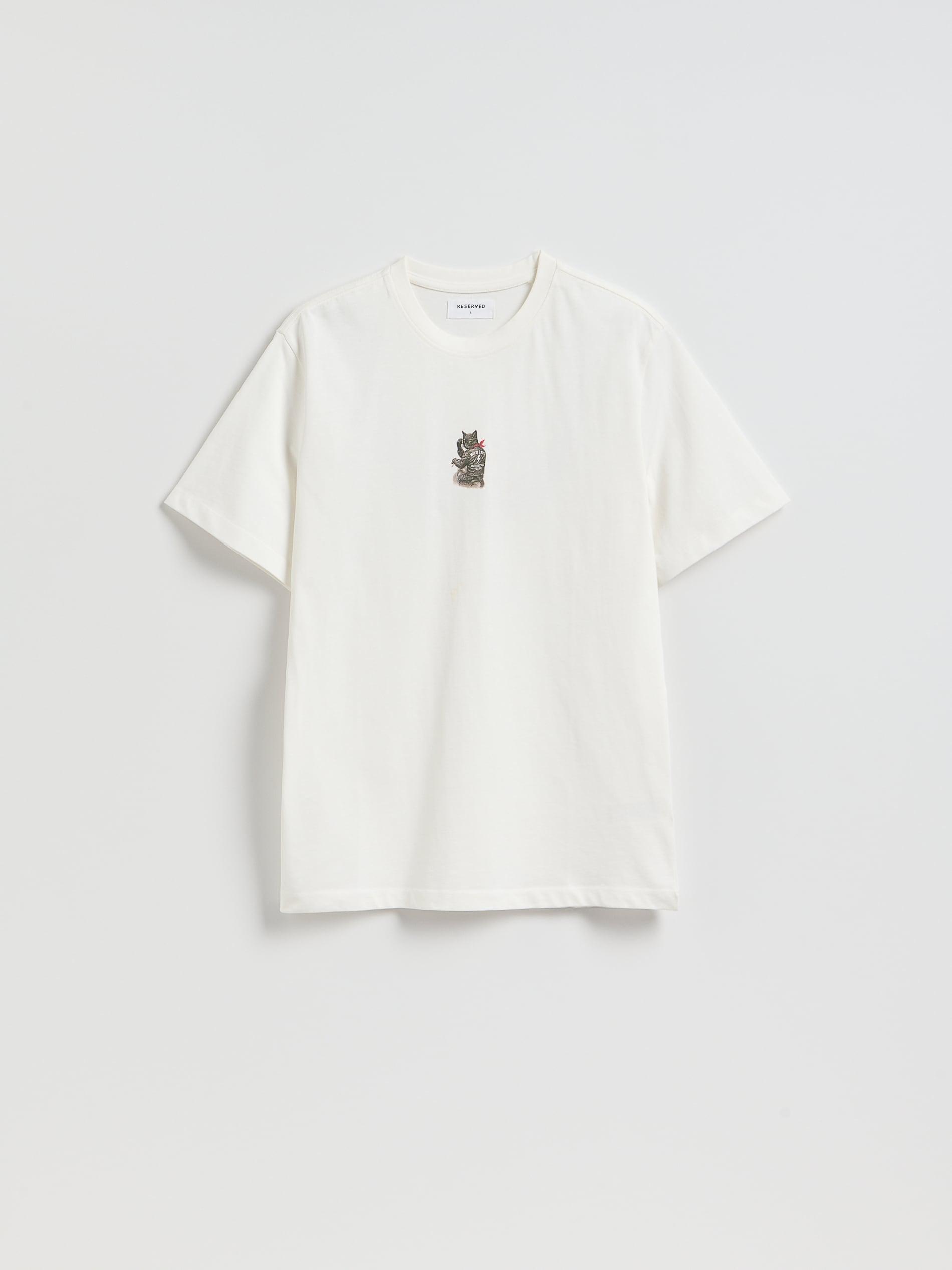 White Comfort Fit T-Shirt With Print, White, large image number 4