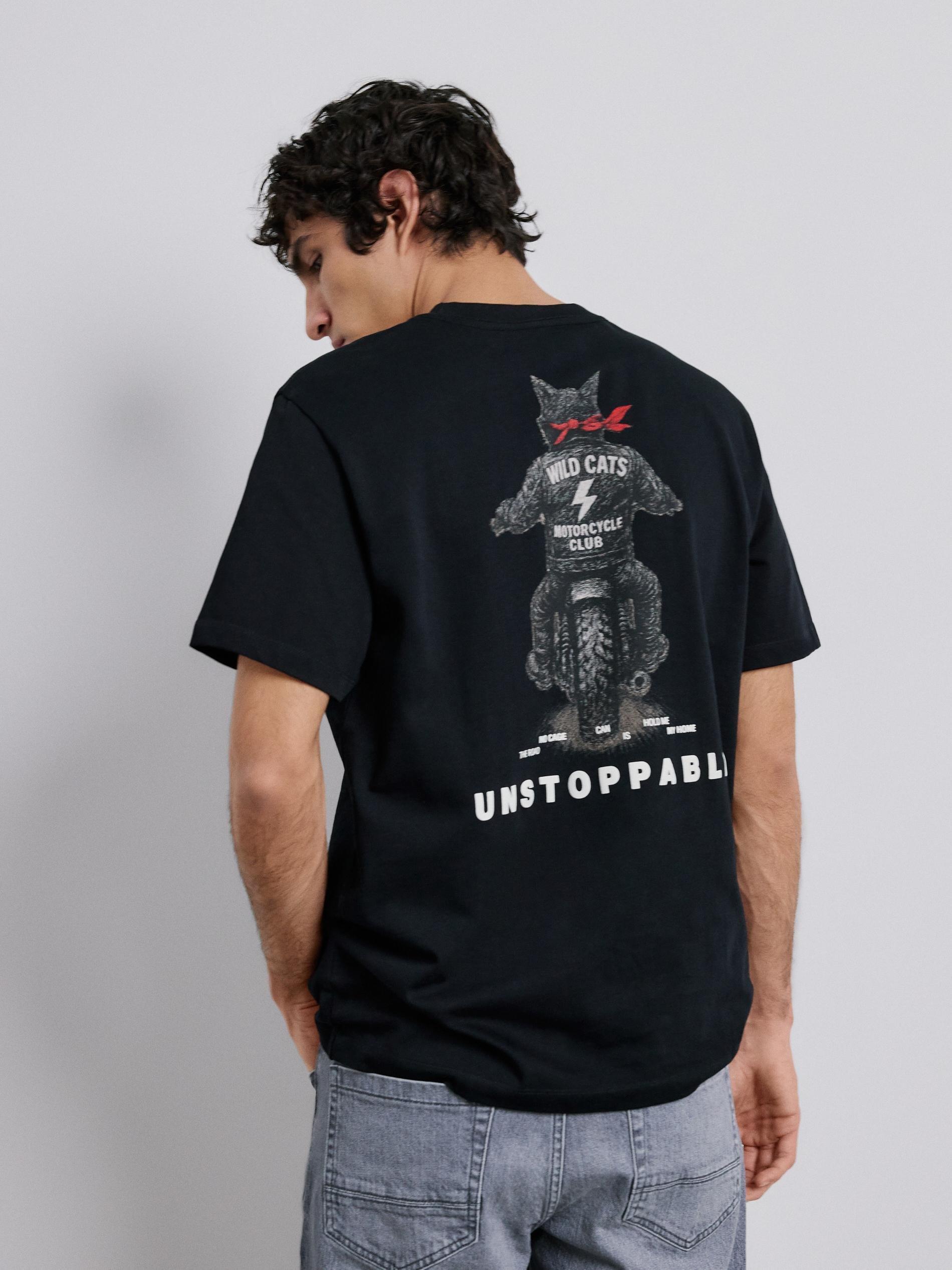 Black Comfort Fit T-Shirt With Print, Black, large image number 1