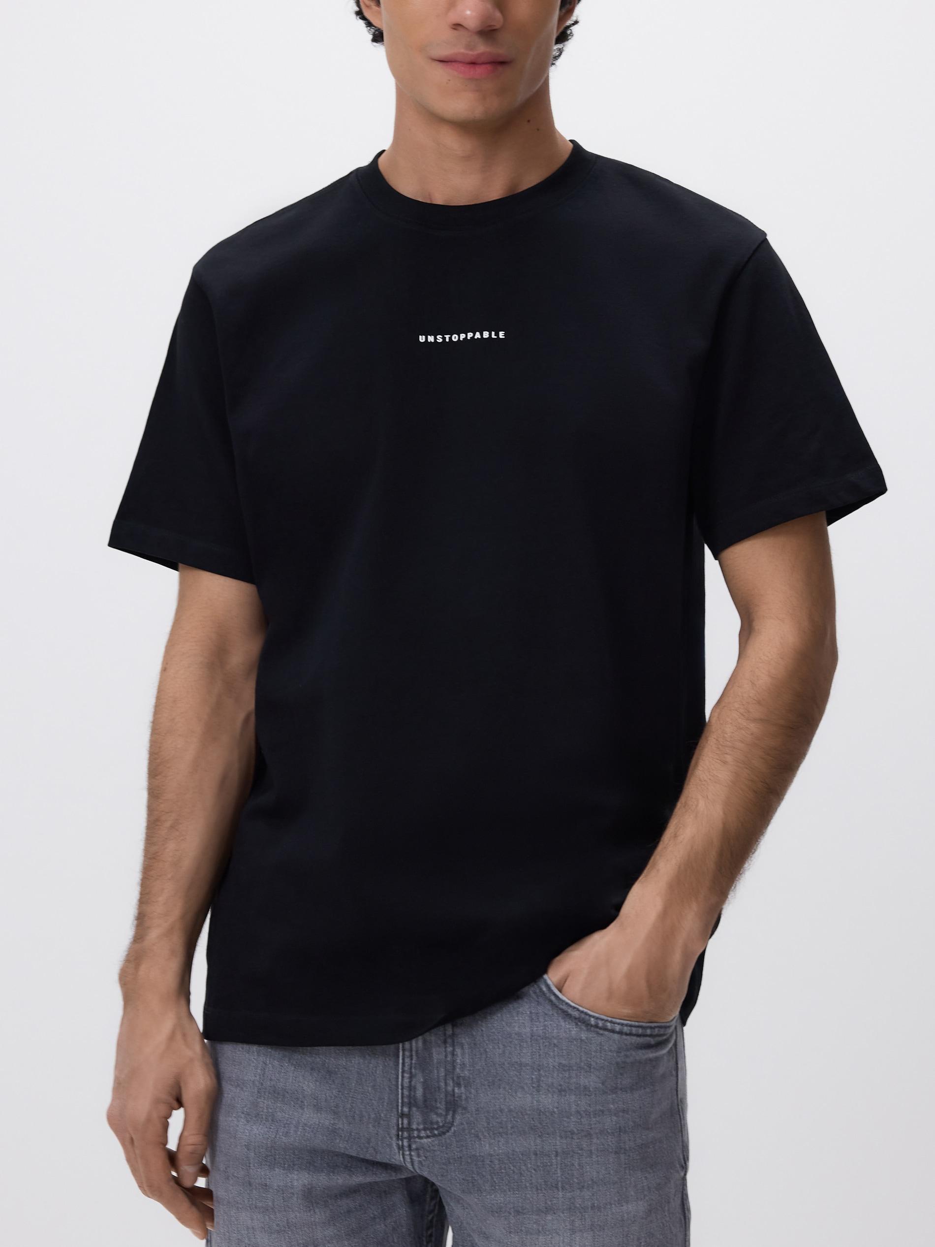 Black Comfort Fit T-Shirt With Print, Black, large image number 2