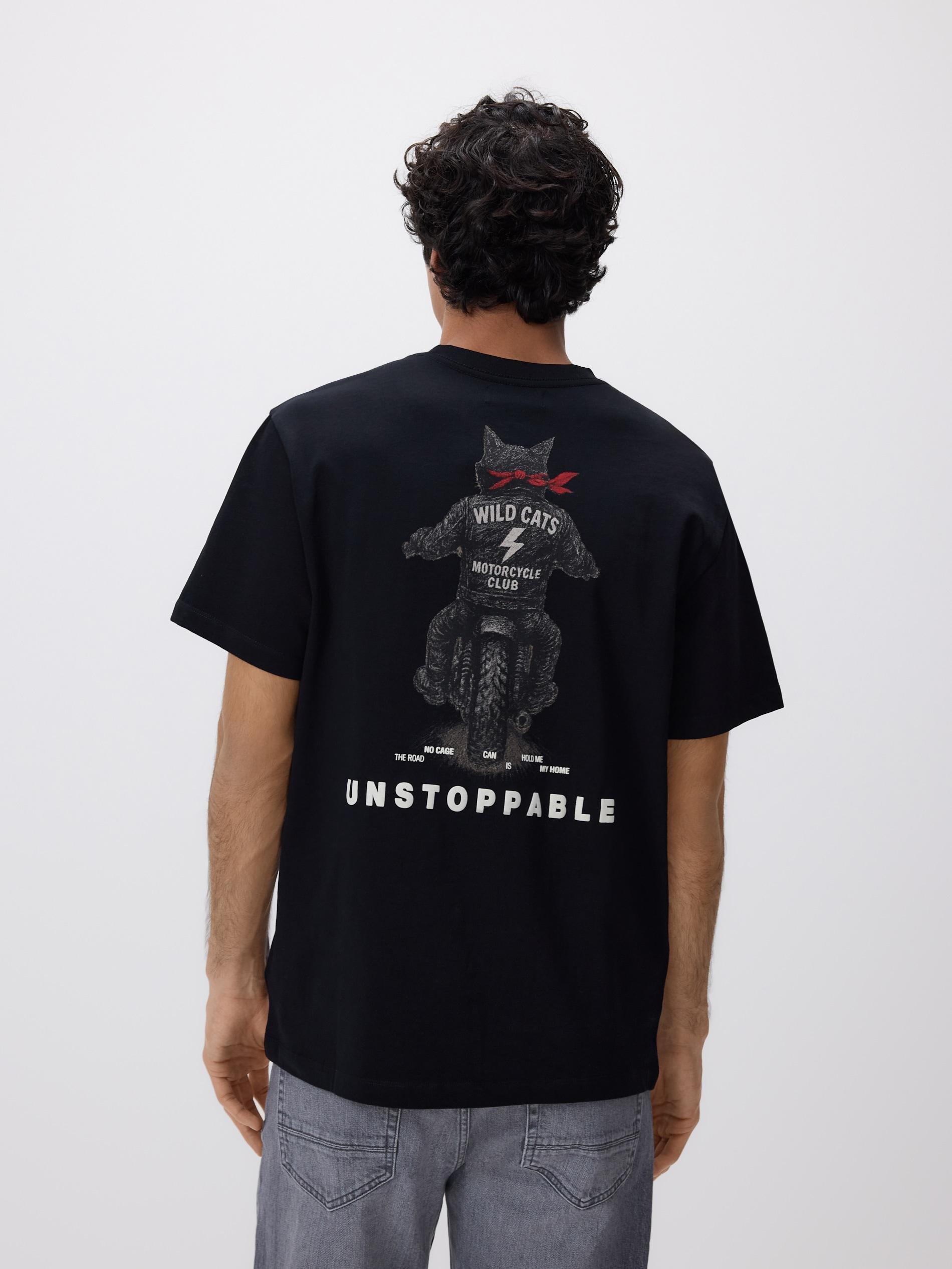 Black Comfort Fit T-Shirt With Print, Black, large image number 4