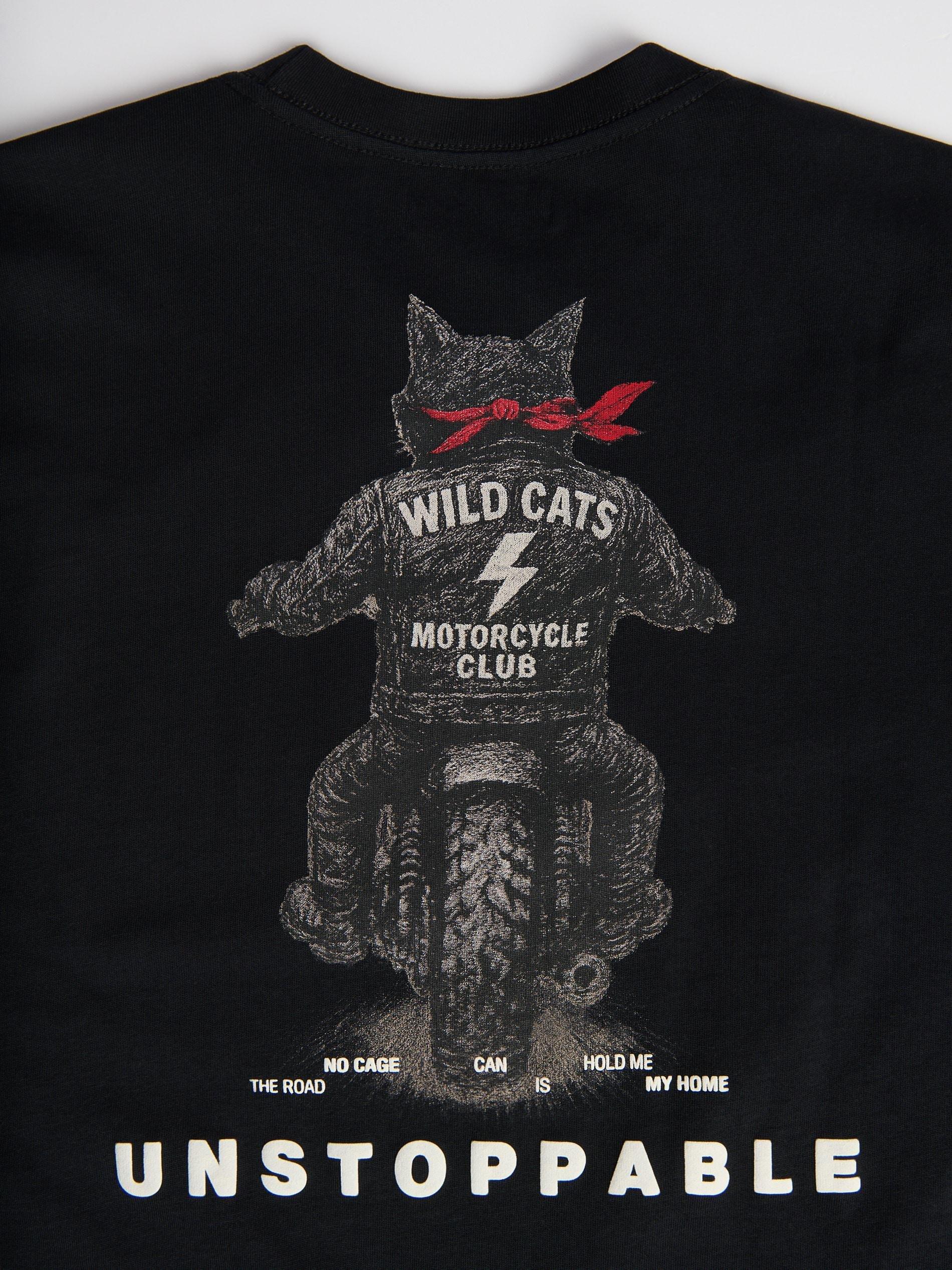 Black Comfort Fit T-Shirt With Print, Black, large image number 6