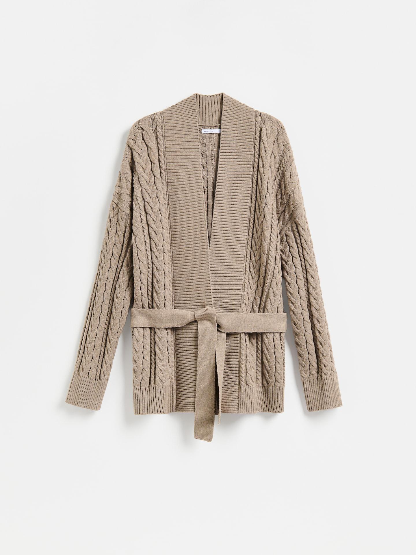 Brown Cardigan With Tie-Waist, 7401_84M, medium