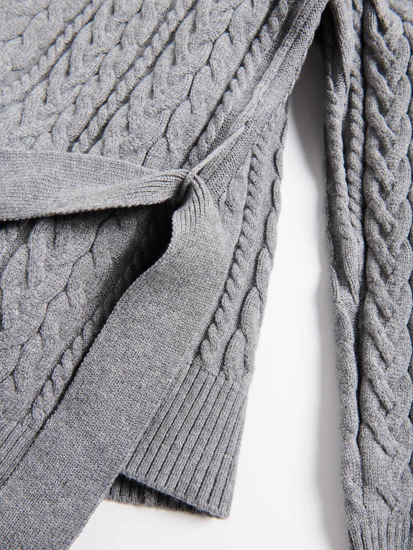 Grey Cardigan With Tie-Waist, Grey, medium