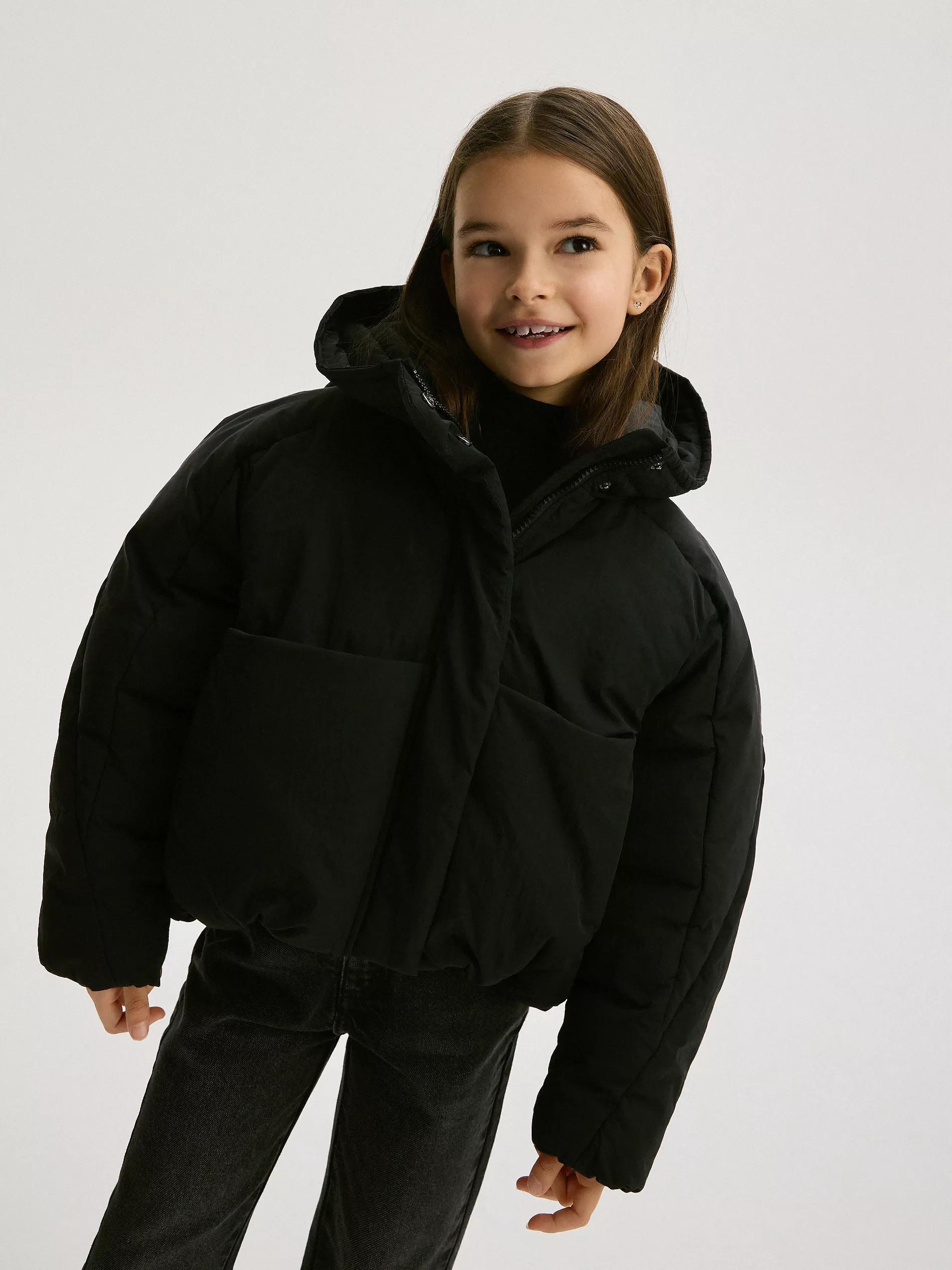 Black Short Jacket With Hood, , large image number 8