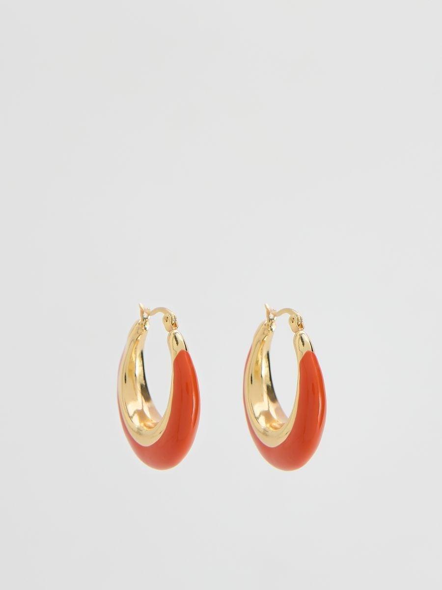 Orange Round Earrings, , medium