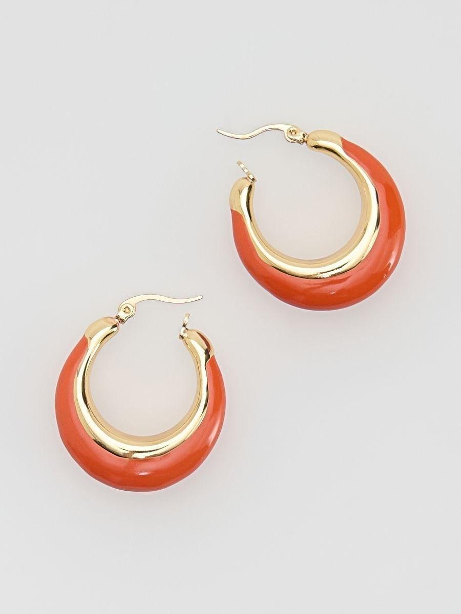 Orange Round Earrings, Orange, large image number 1
