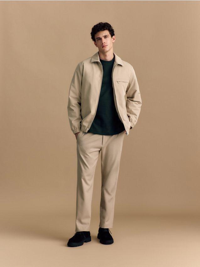 Beige Slim Fit Mens Joggers, , large image number 1