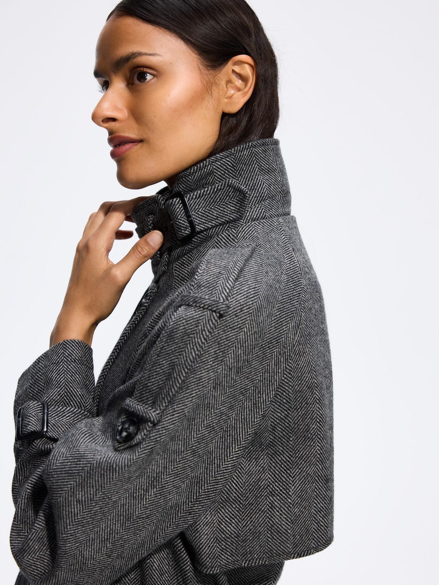 Grey Longline Wool Blend Coat, Grey, large image number 3