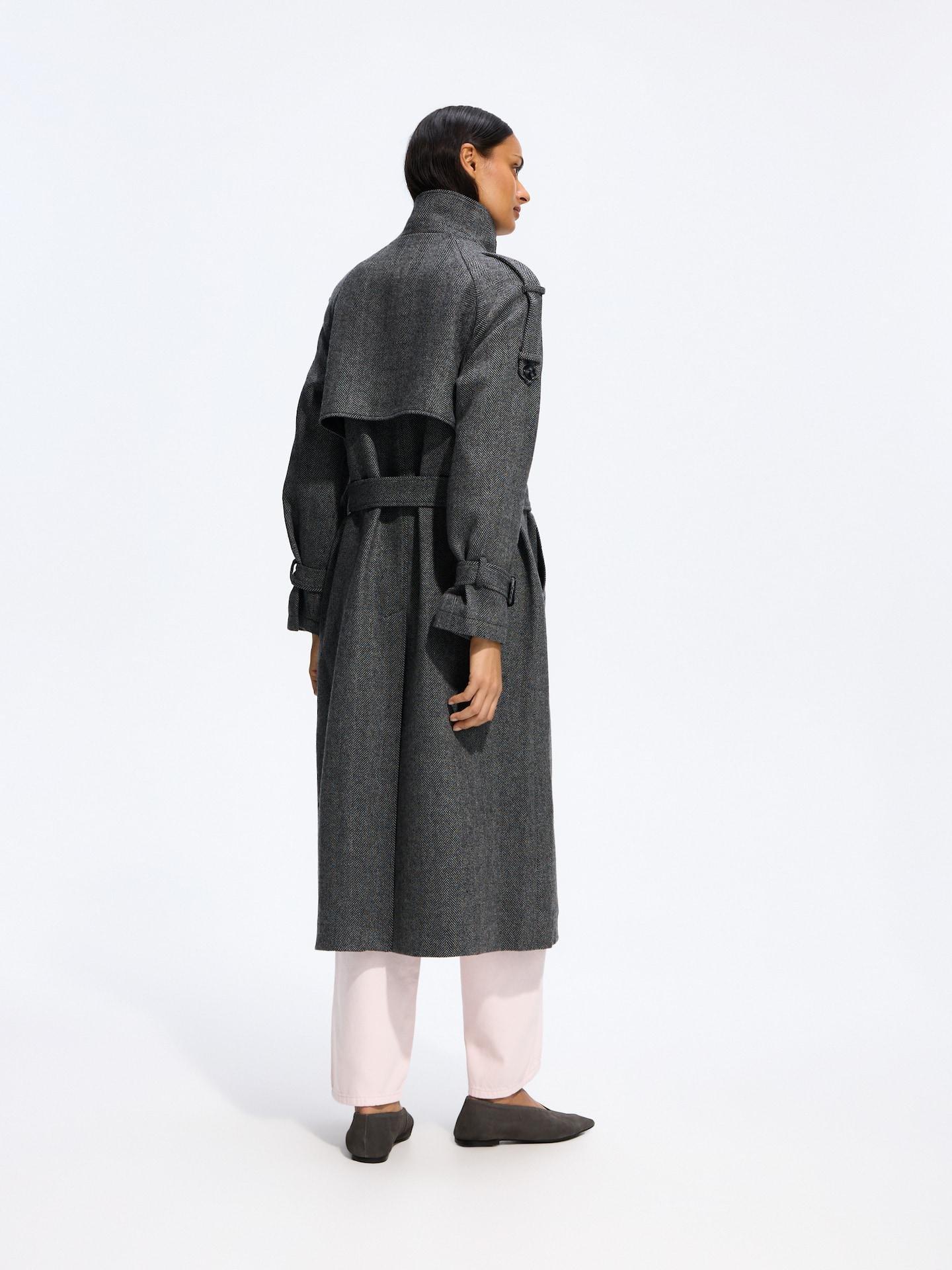 Grey Longline Wool Blend Coat, Grey, large image number 4