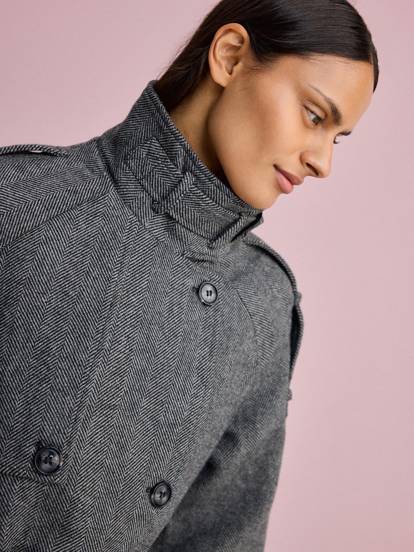 Grey Longline Wool Blend Coat, Grey, large image number 6