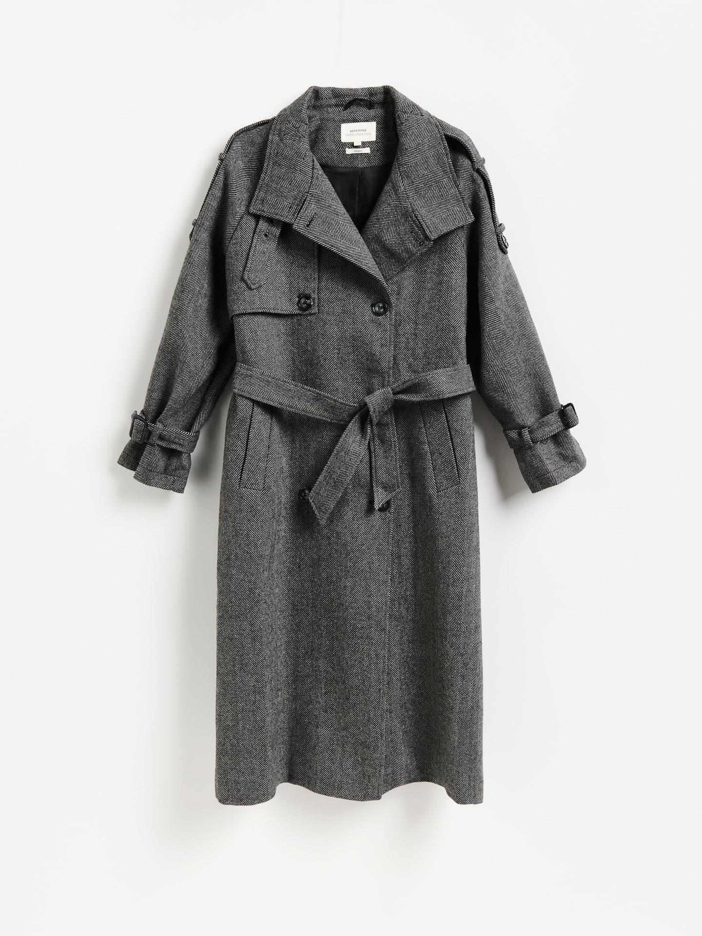 Grey Longline Wool Blend Coat, Grey, large image number 7