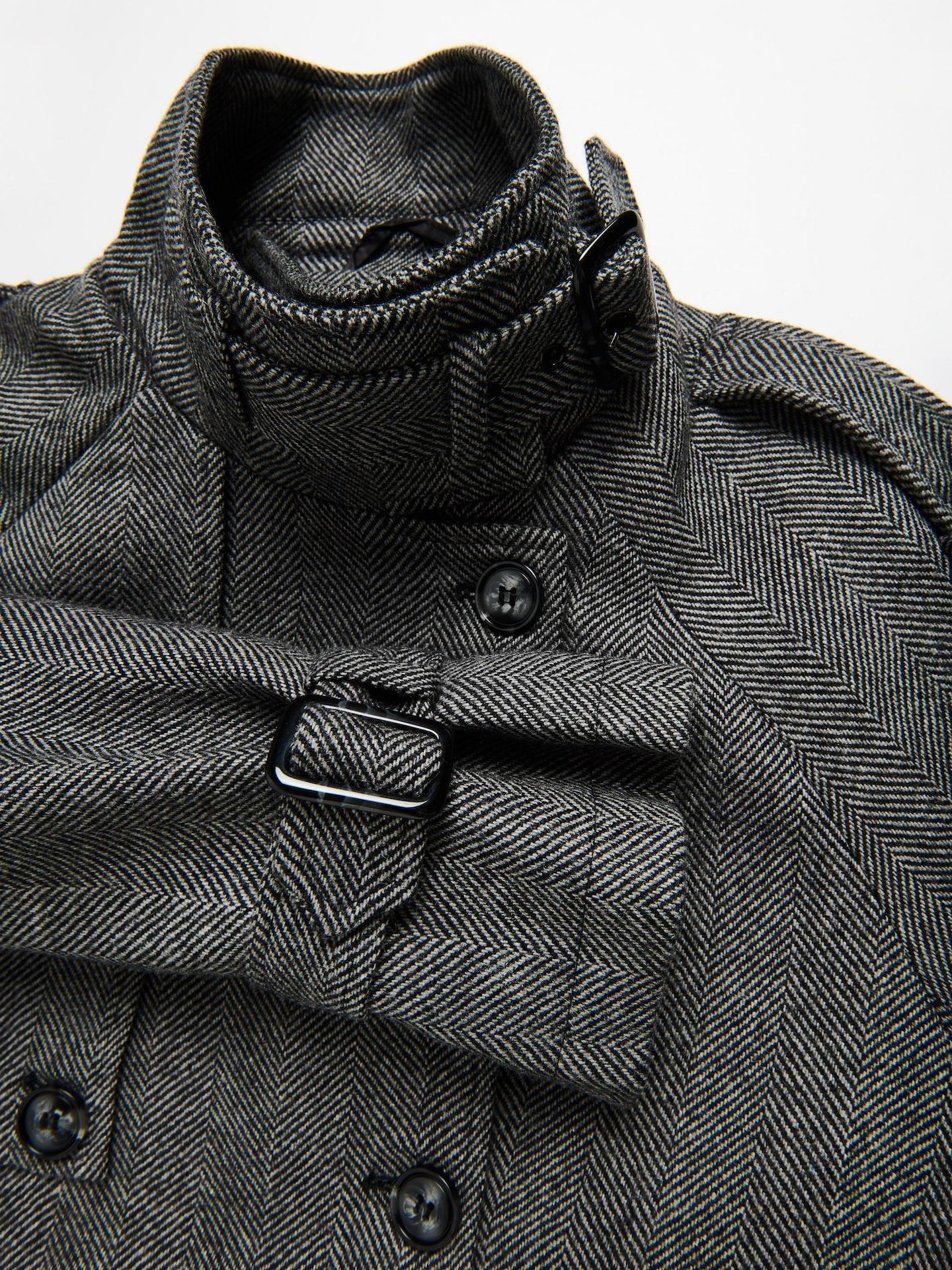 Grey Longline Wool Blend Coat, Grey, large image number 8