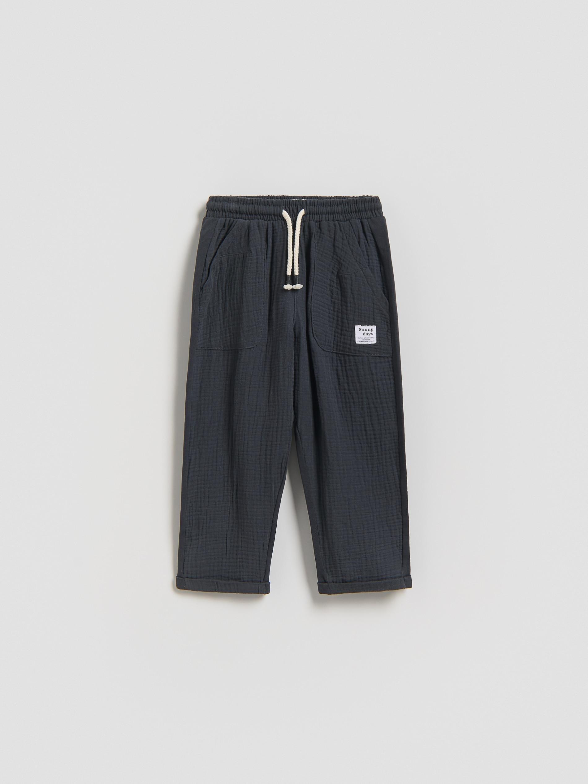 Grey Cotton Trousers, Grey, large image number 0