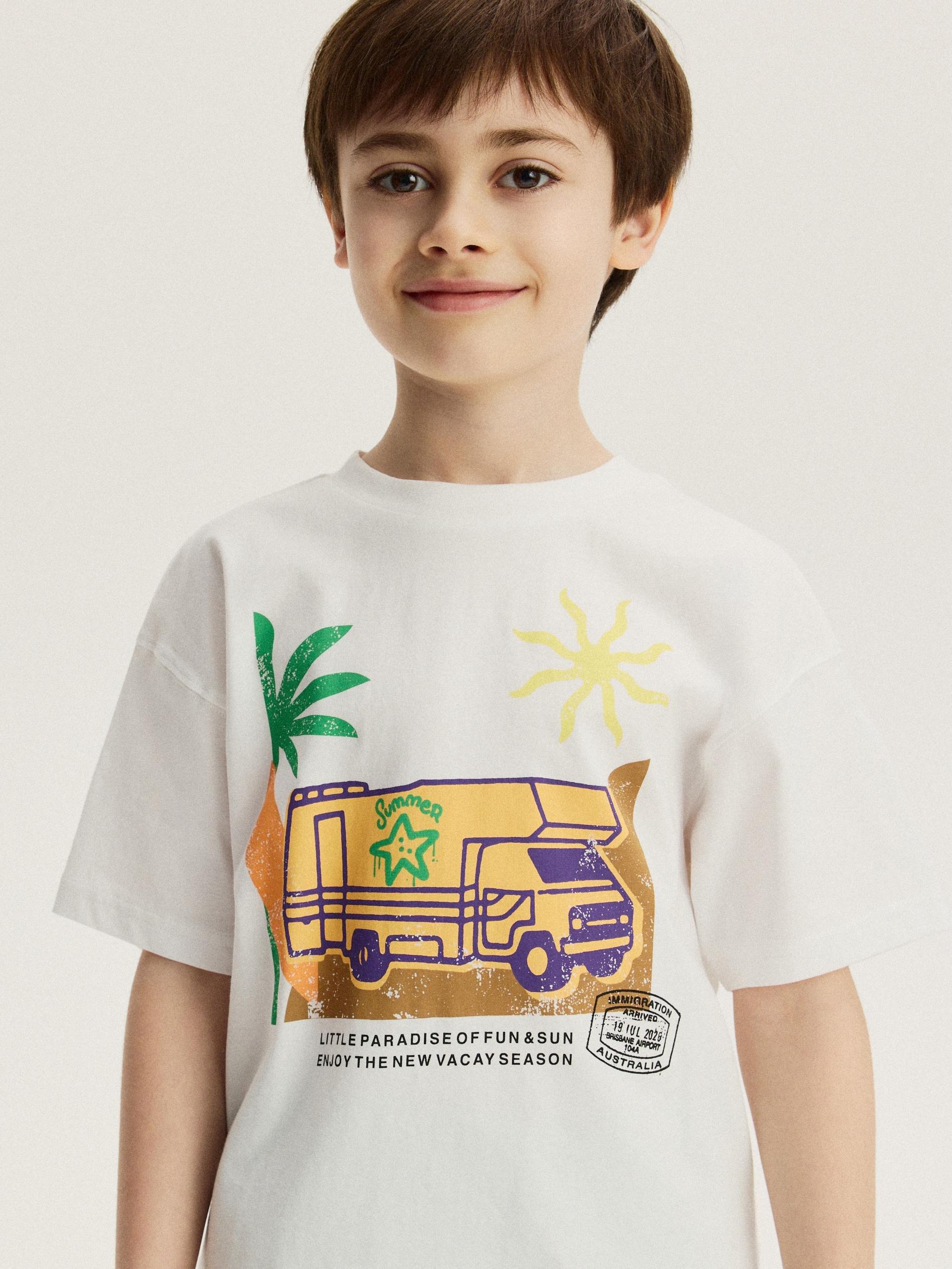 Cream T-Shirt With Print, Ivory, large image number 0
