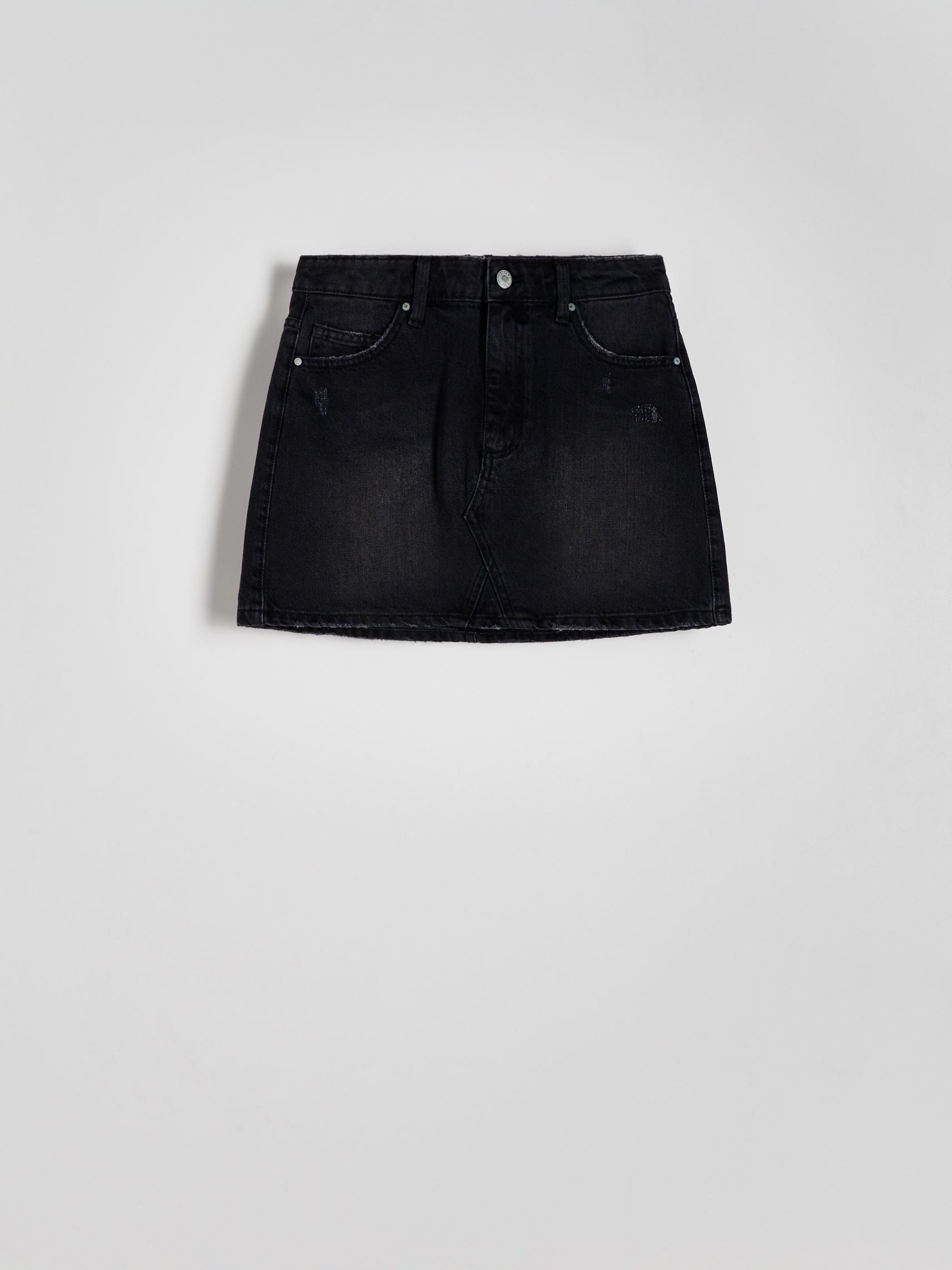Grey Denim Mini Skirt, , large image number 1