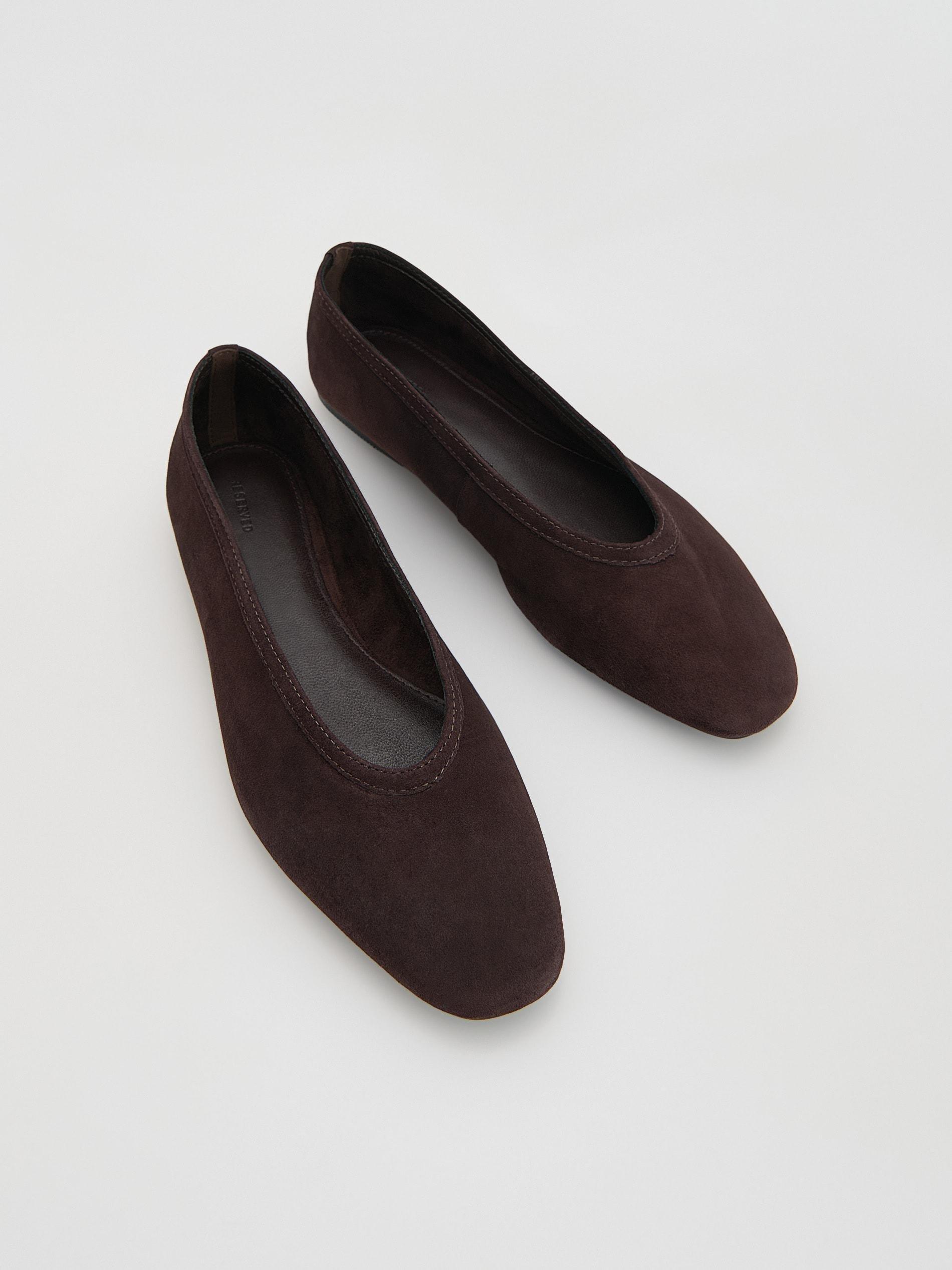 Brown Sheepskin Ballet Flats, Brown, medium
