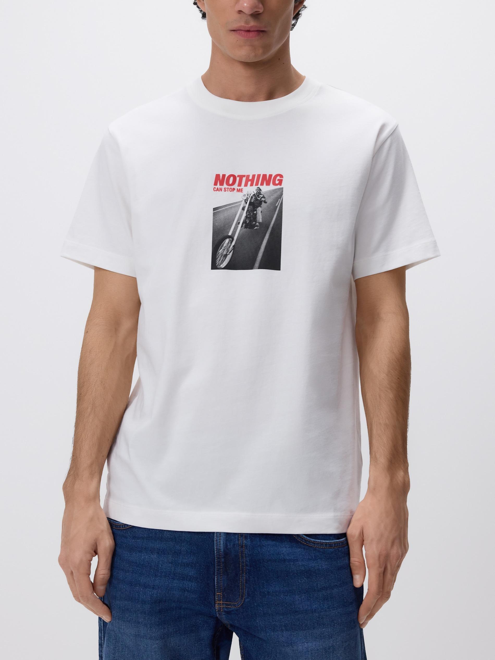 Cream Comfort Fit T-Shirt With Print, Ivory, large image number 1