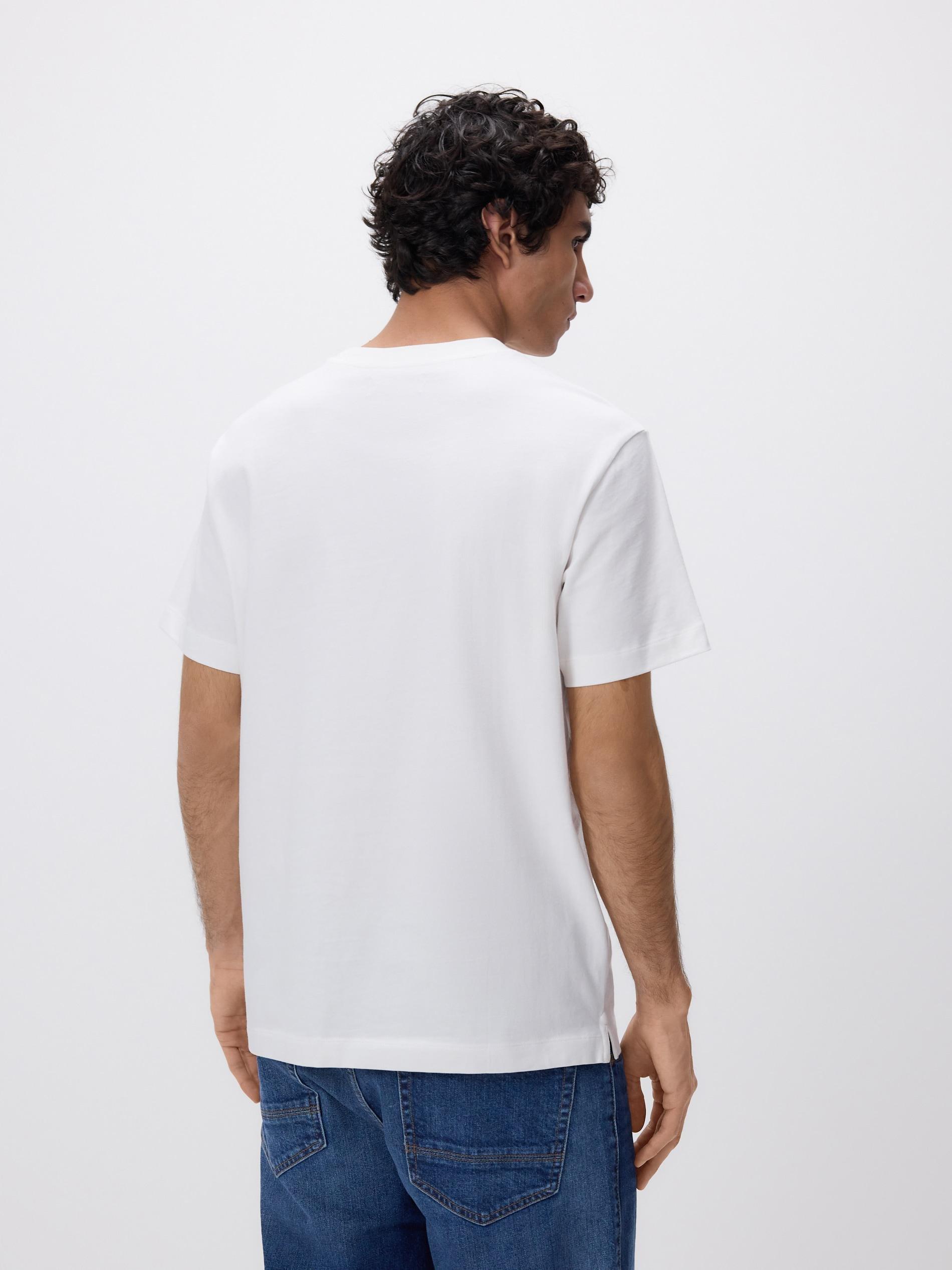 Cream Comfort Fit T-Shirt With Print, Ivory, large image number 3