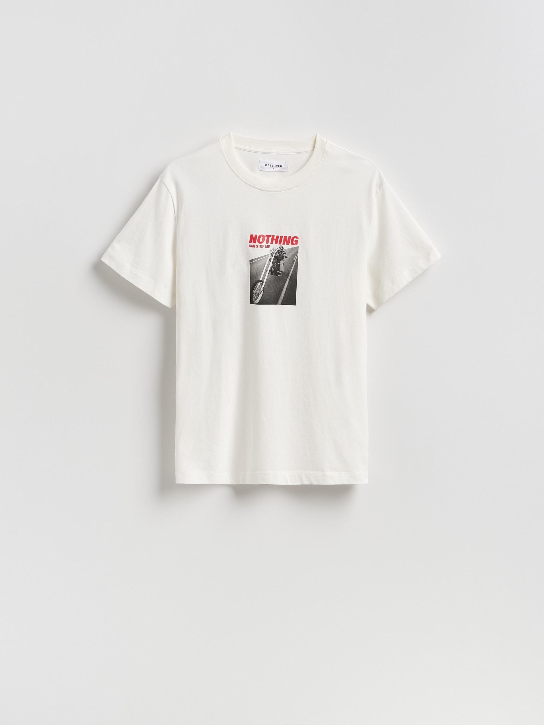 Cream Comfort Fit T-Shirt With Print, Ivory, large image number 4