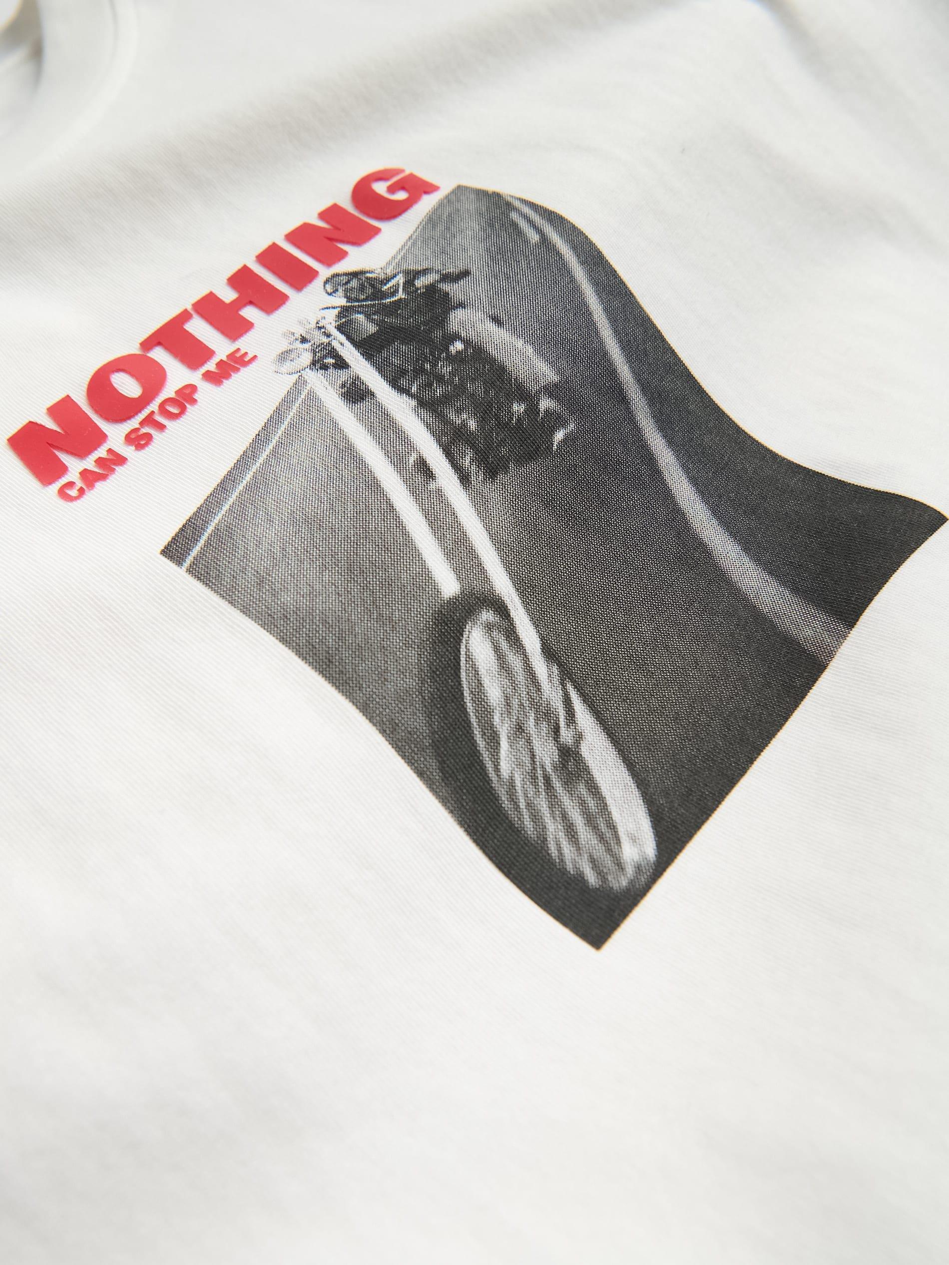 Cream Comfort Fit T-Shirt With Print, Ivory, large image number 5