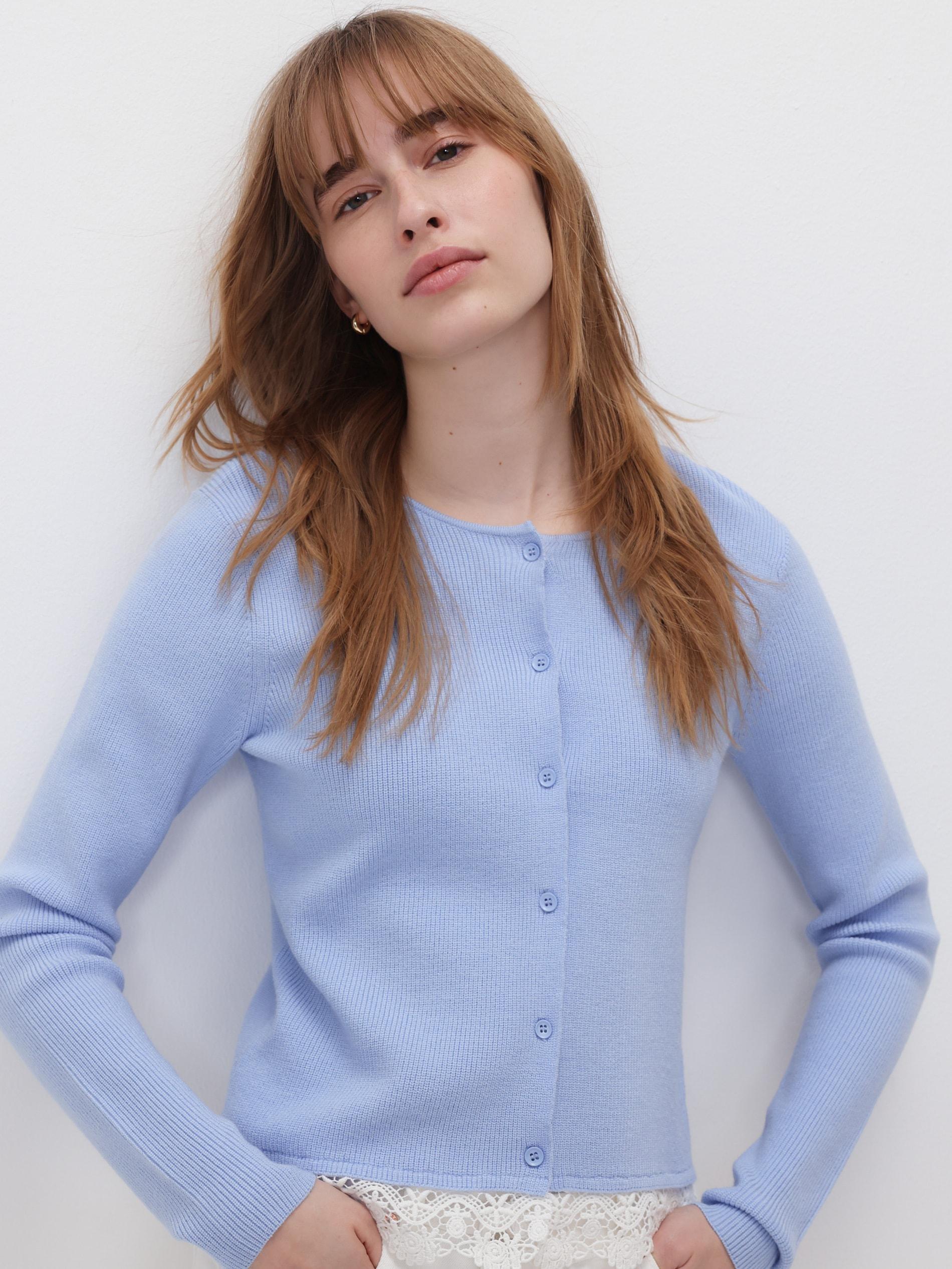 Blue Cardigan With Lace, Blue, large image number 0