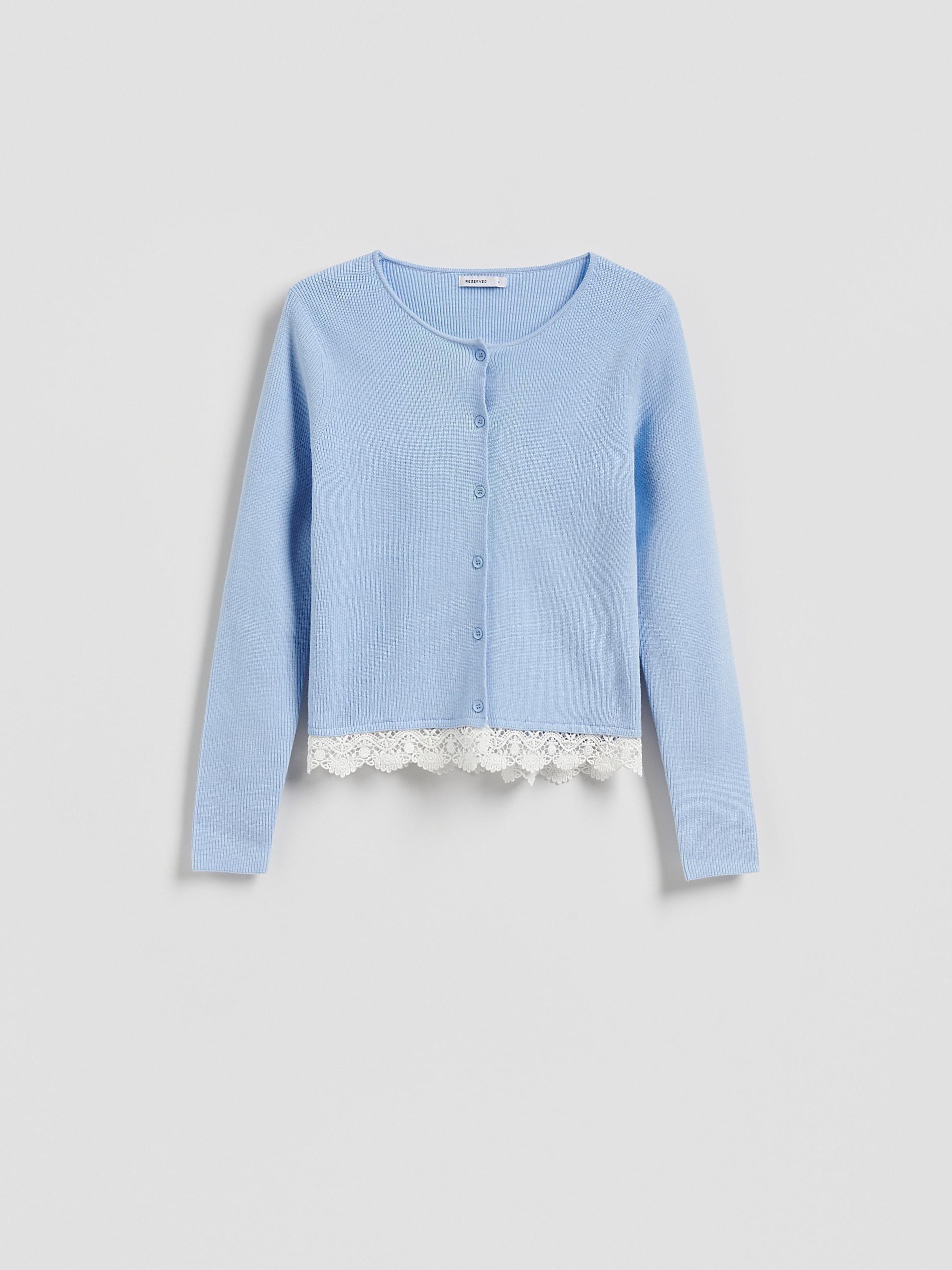 Blue Cardigan With Lace, Blue, large image number 3