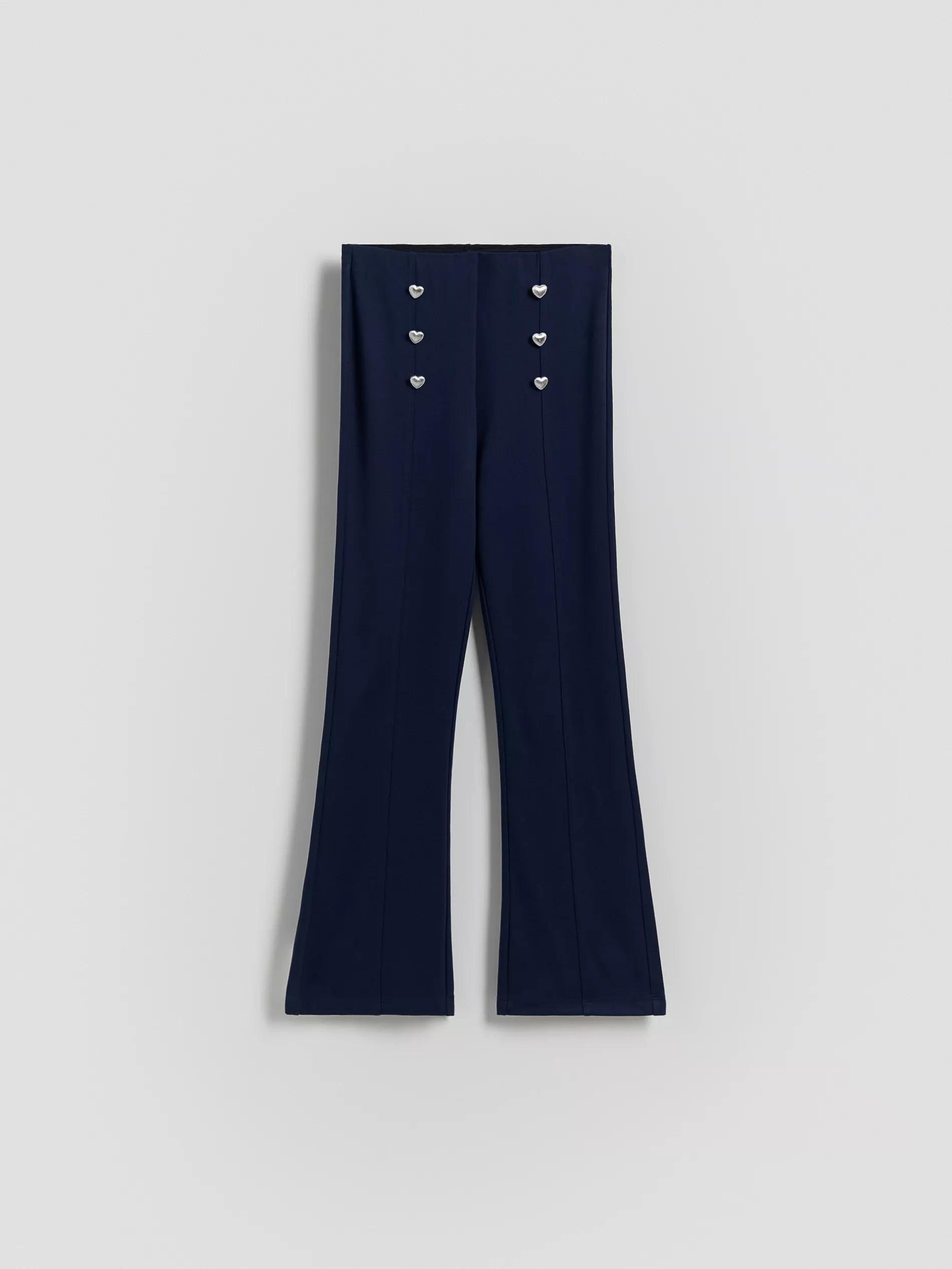 Navy Flare Trousers, , large image number 0