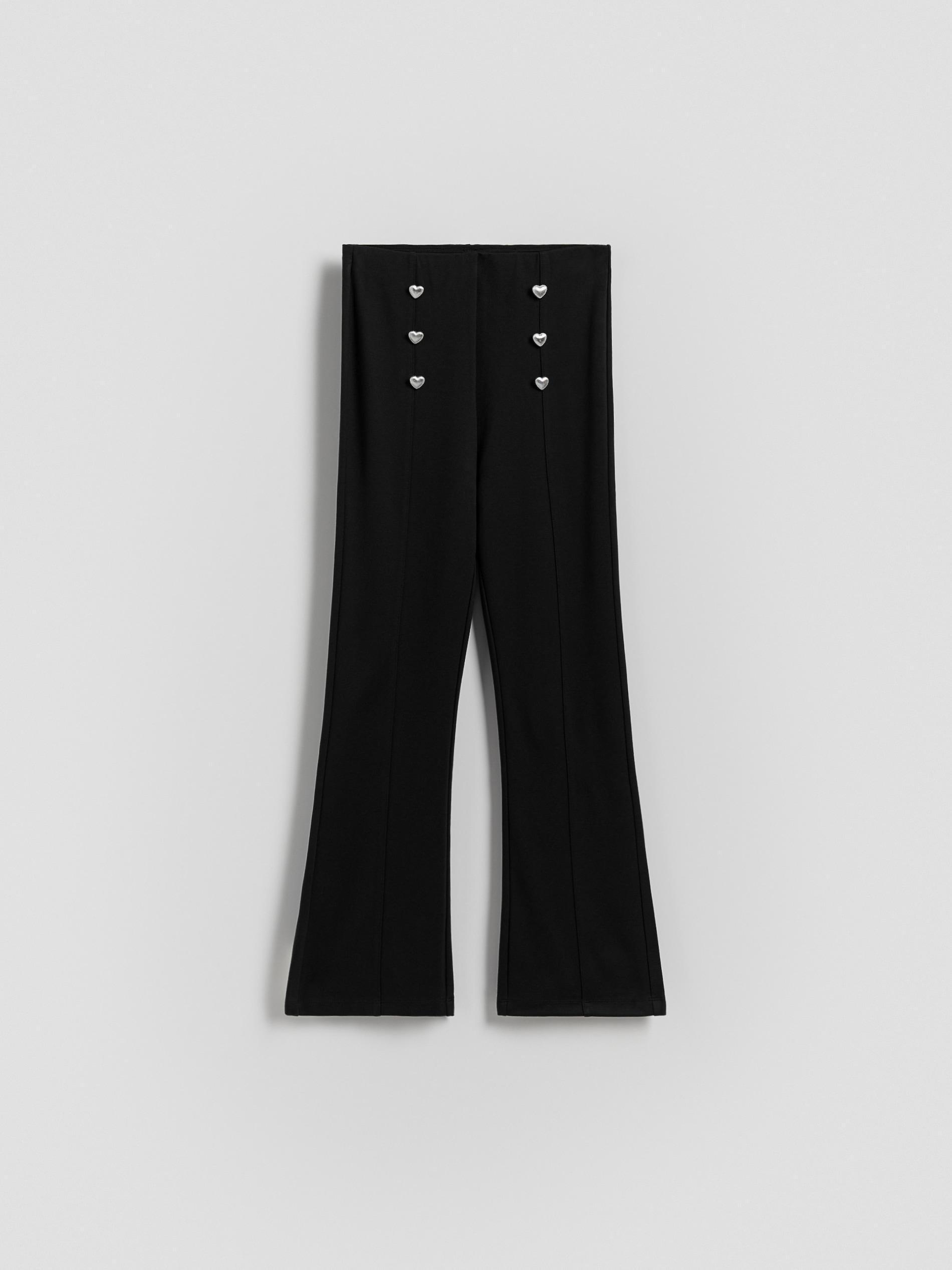 Black Flare Trousers, Black, large image number 0