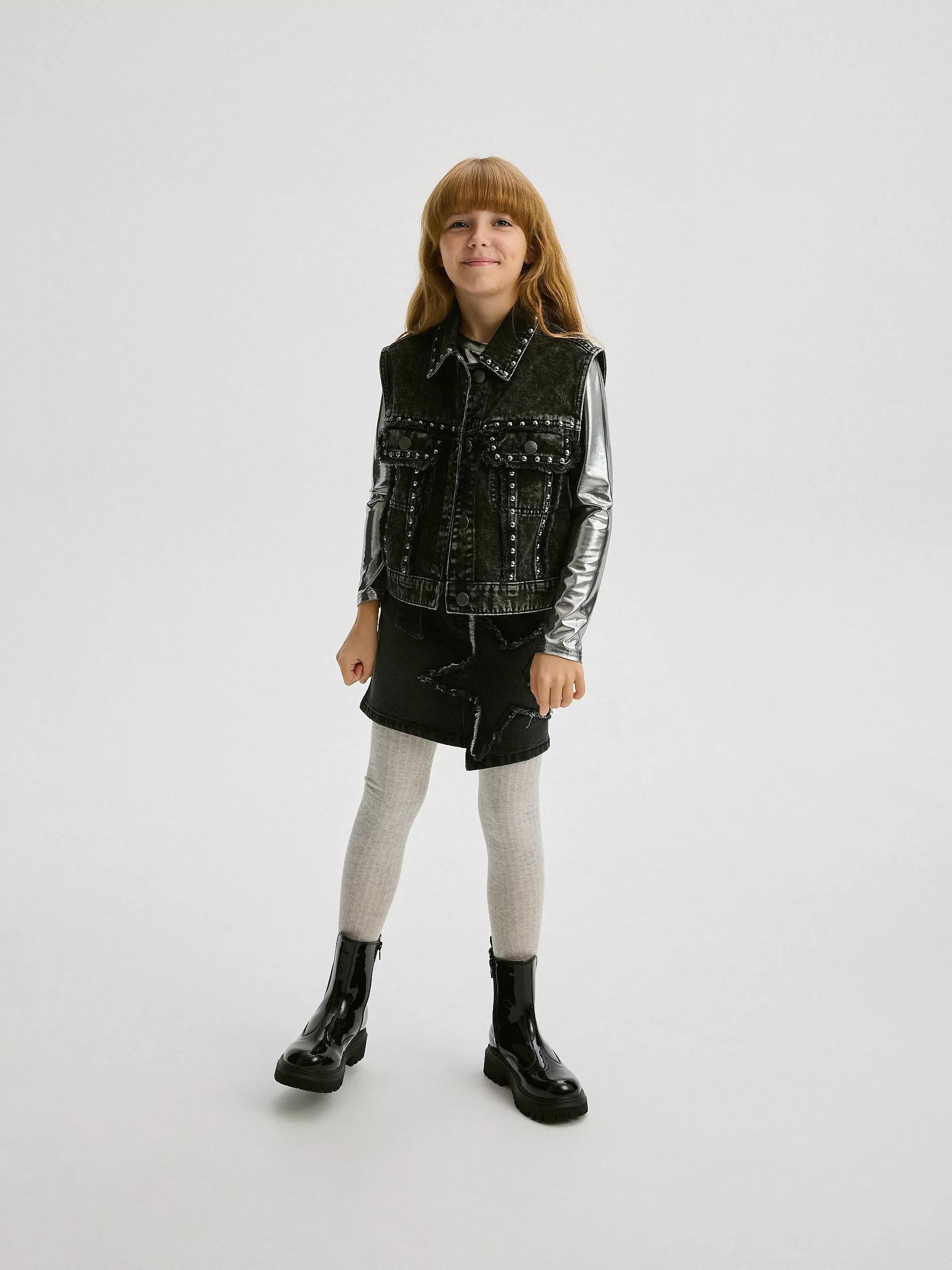 Grey Skirt & Belt,Kids Girl, , large image number 3