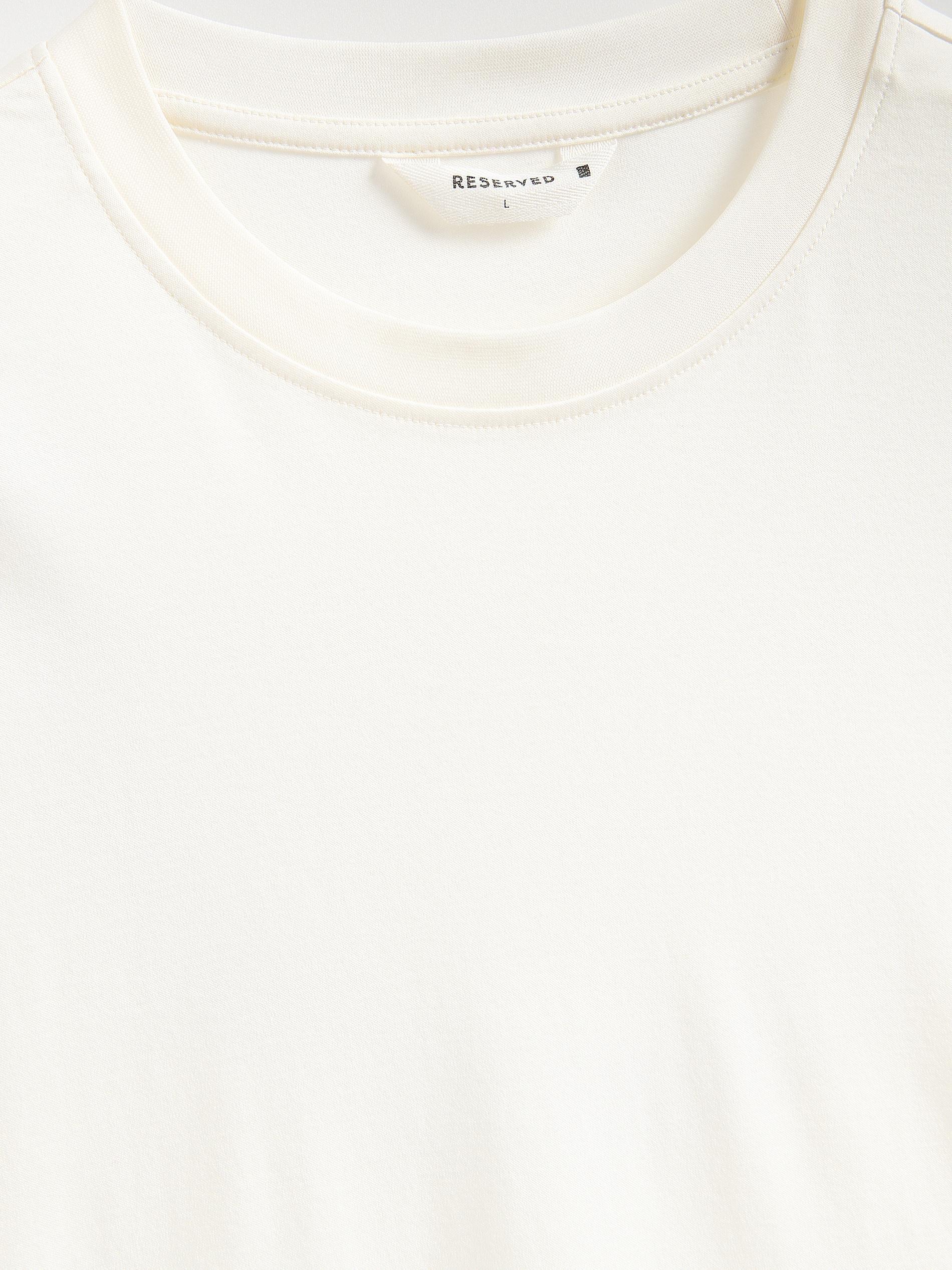 Cream Mercerised Organic Cotton Regular Fit T-Shirt, Ivory, large image number 3