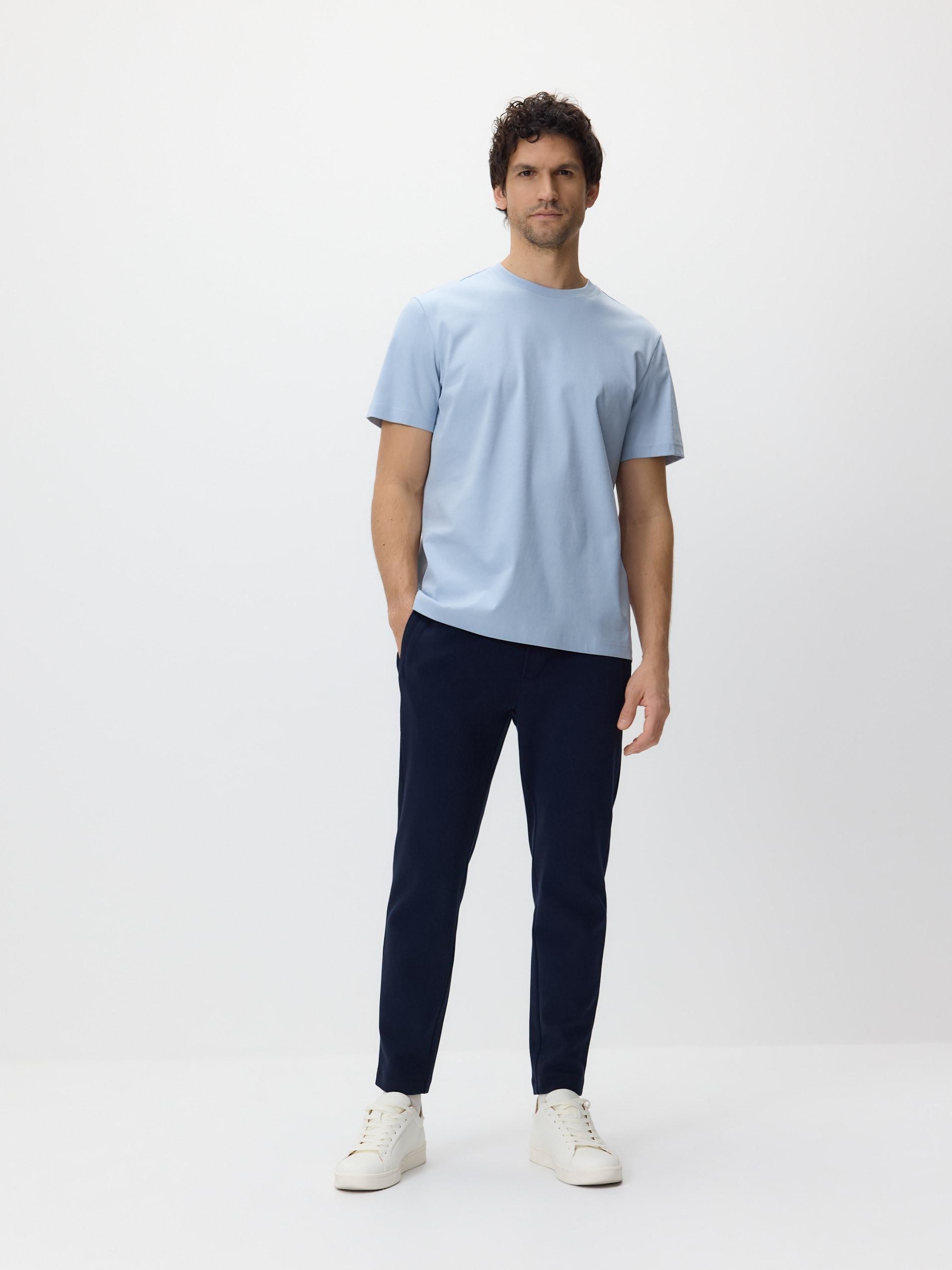 Blue Mercerised Organic Cotton Regular Fit T-Shirt, Blue, medium