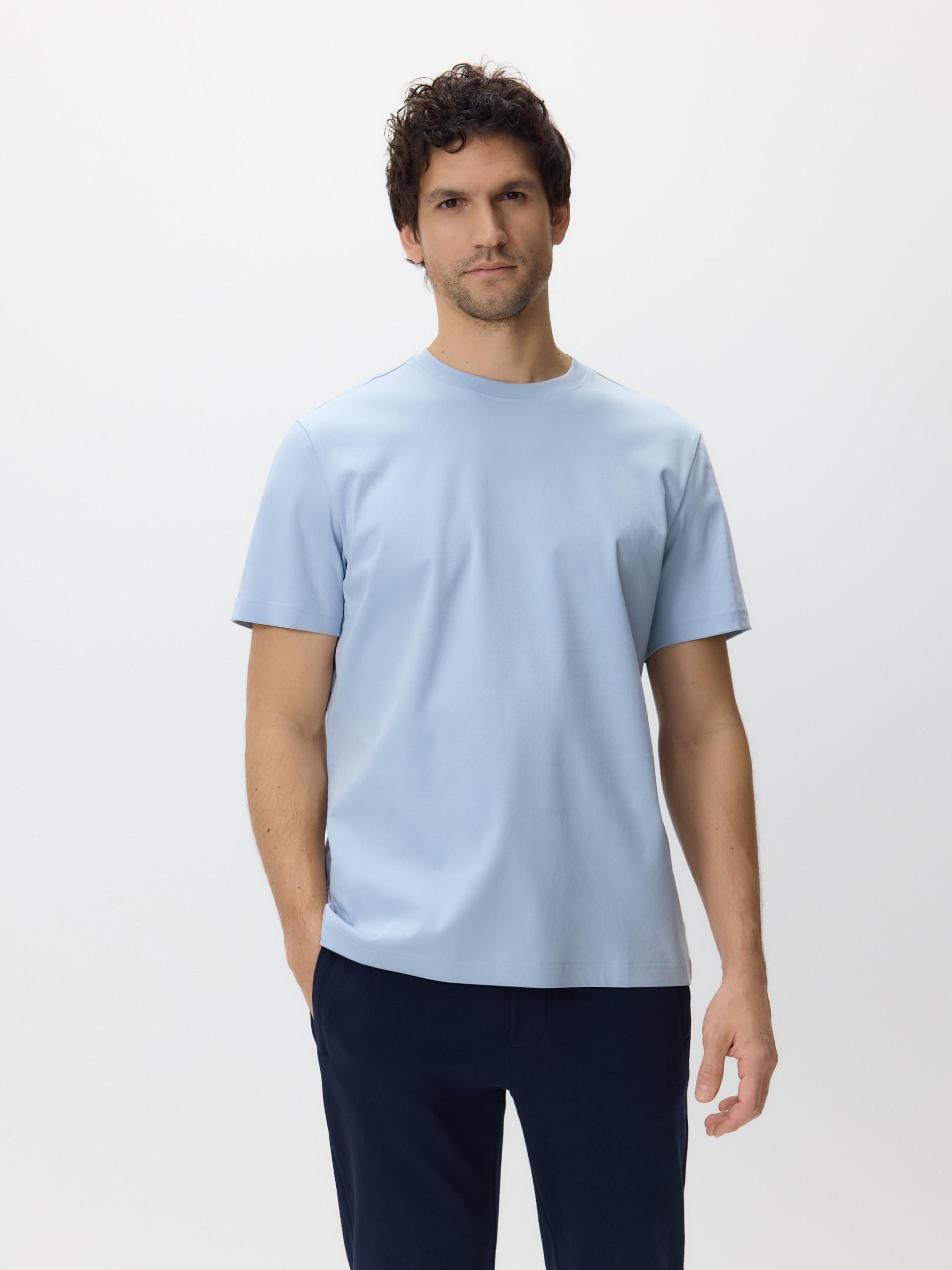 Blue Mercerised Organic Cotton Regular Fit T-Shirt, Blue, medium