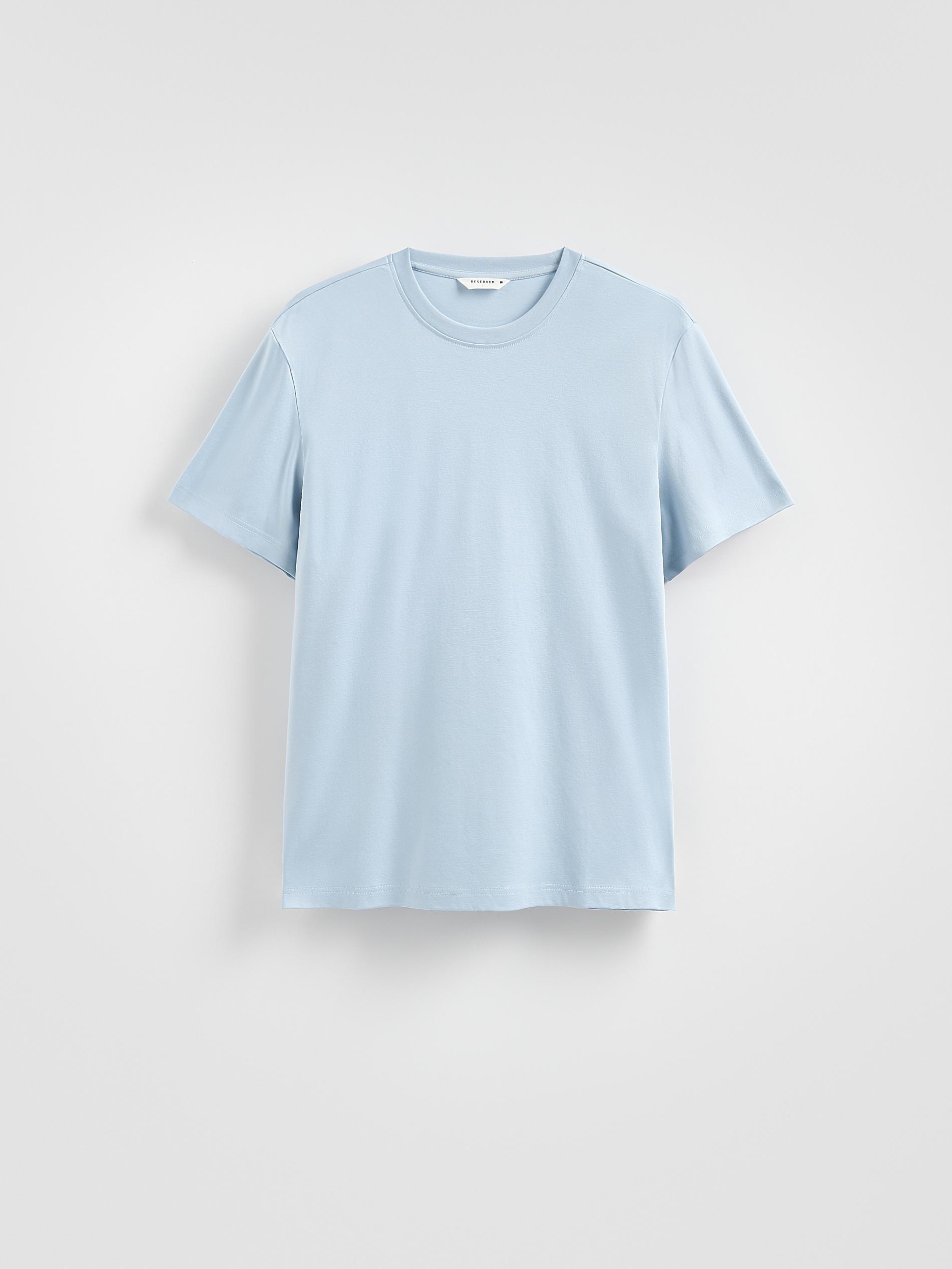 Blue Mercerised Organic Cotton Regular Fit T-Shirt, Blue, large image number 3