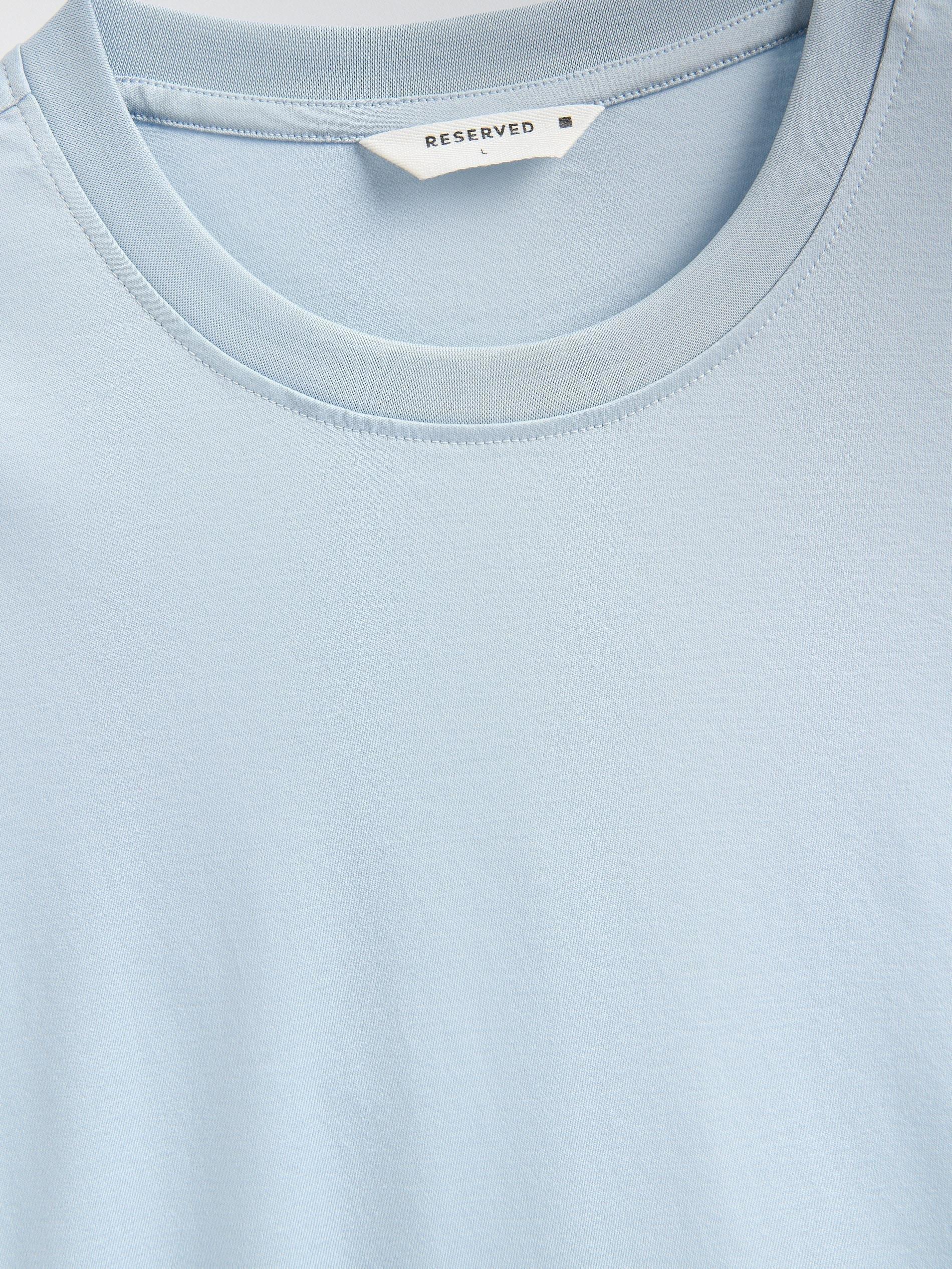 Blue Mercerised Organic Cotton Regular Fit T-Shirt, Blue, large image number 4