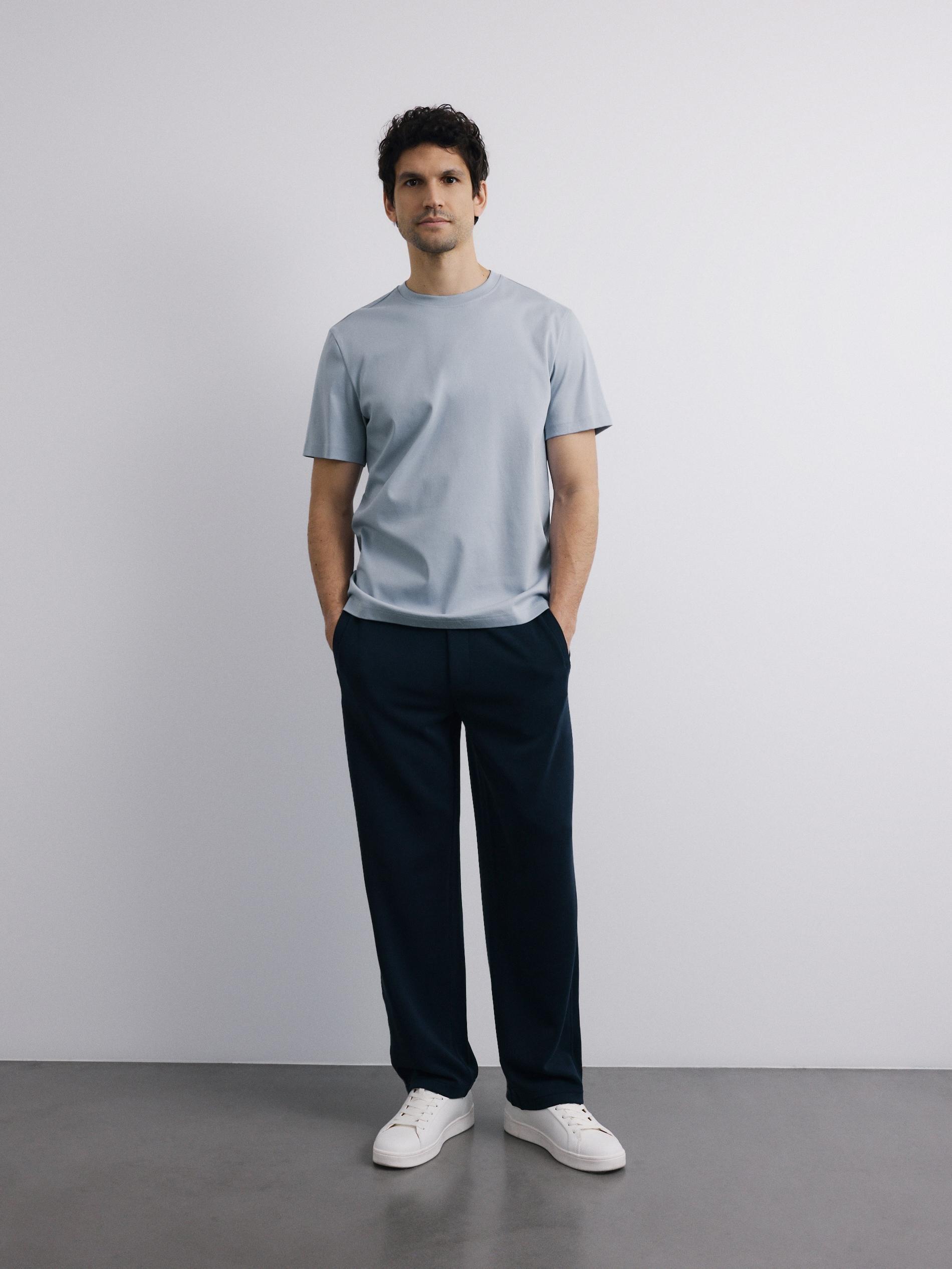 Blue Mercerised Organic Cotton Regular Fit T-Shirt, Blue, large image number 5