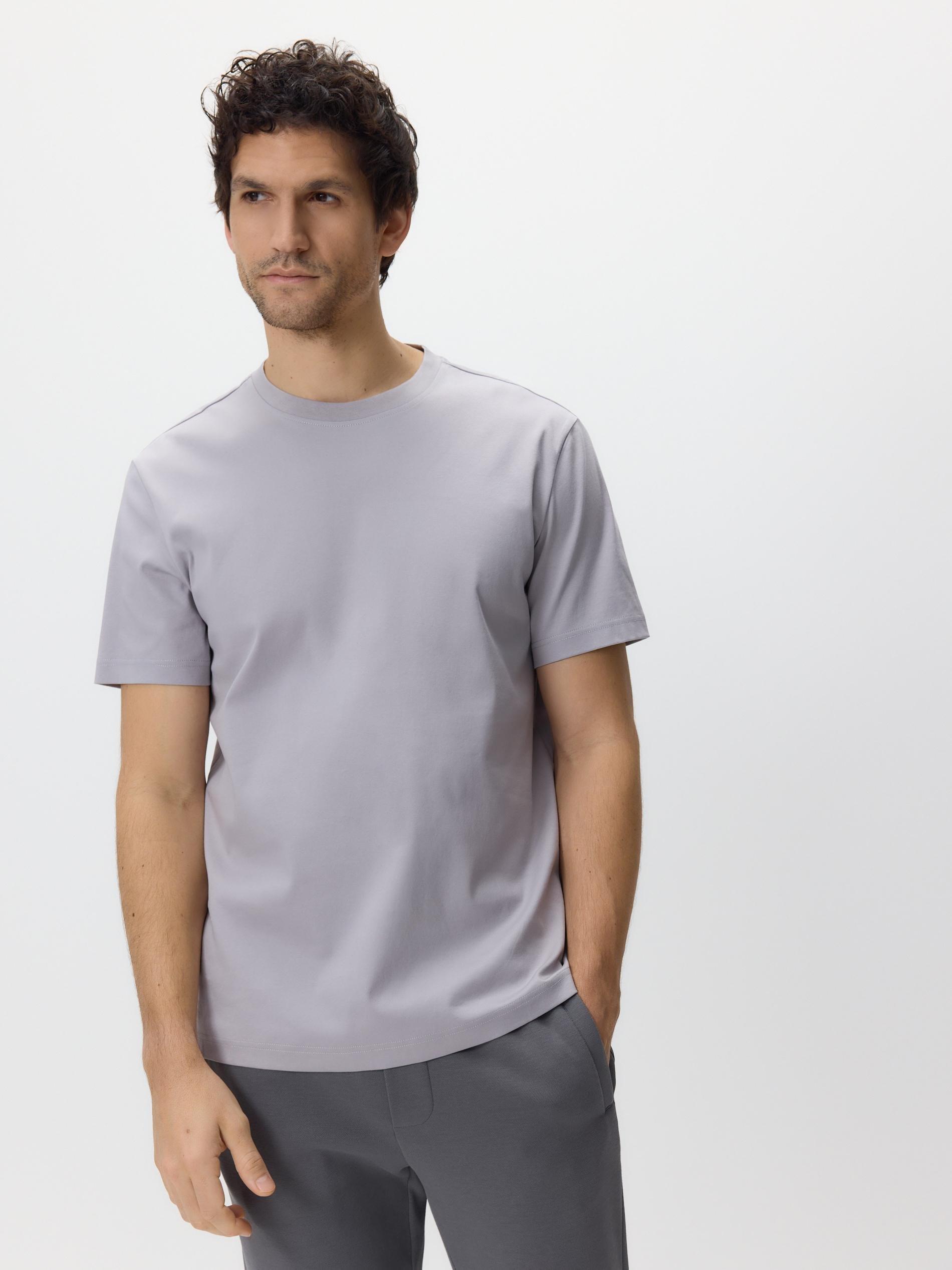 Grey Mercerised Organic Cotton Regular Fit T-Shirt, Grey, large image number 0