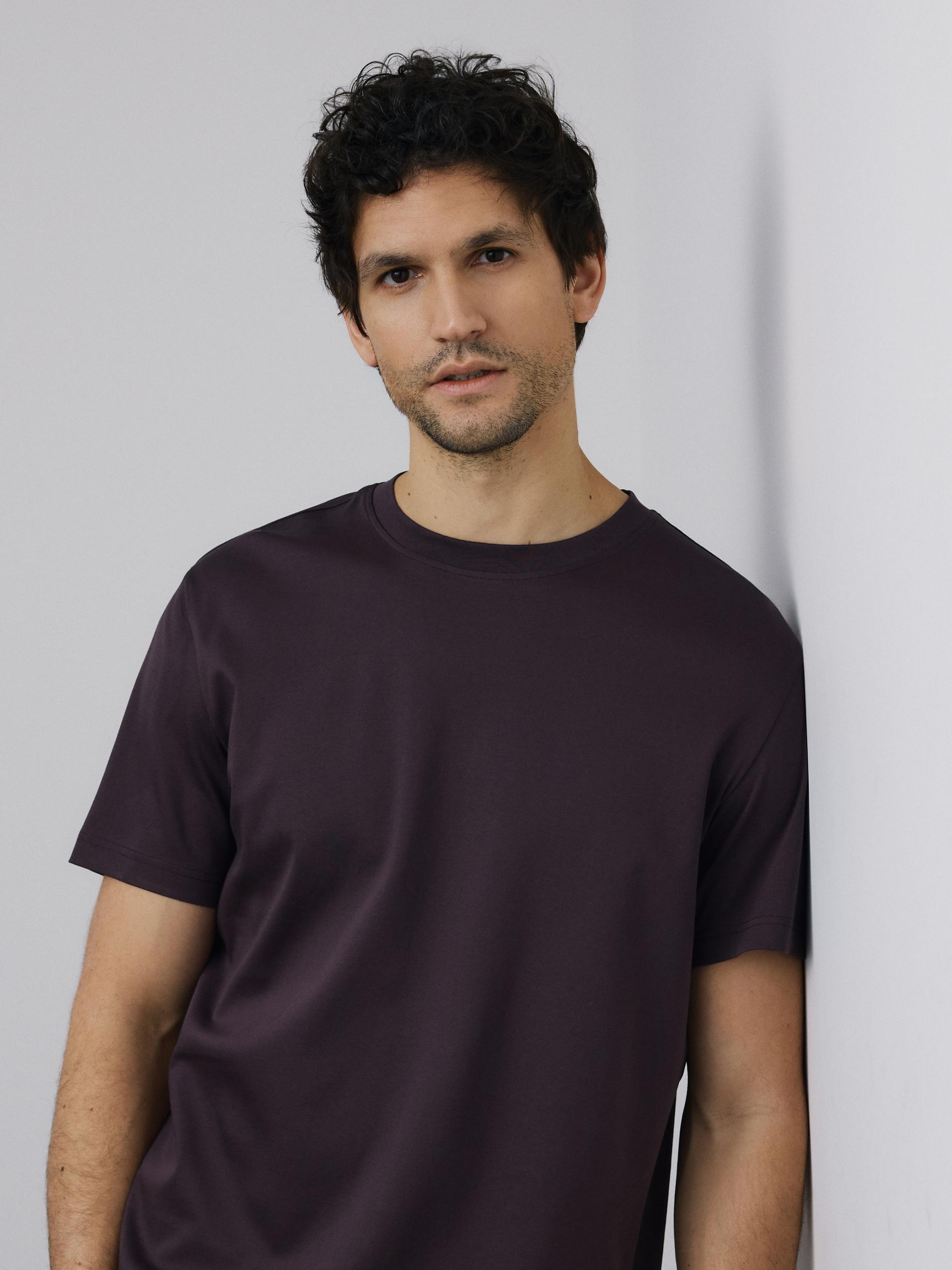 Brown Mercerised Organic Cotton Regular Fit T-Shirt, Brown, medium