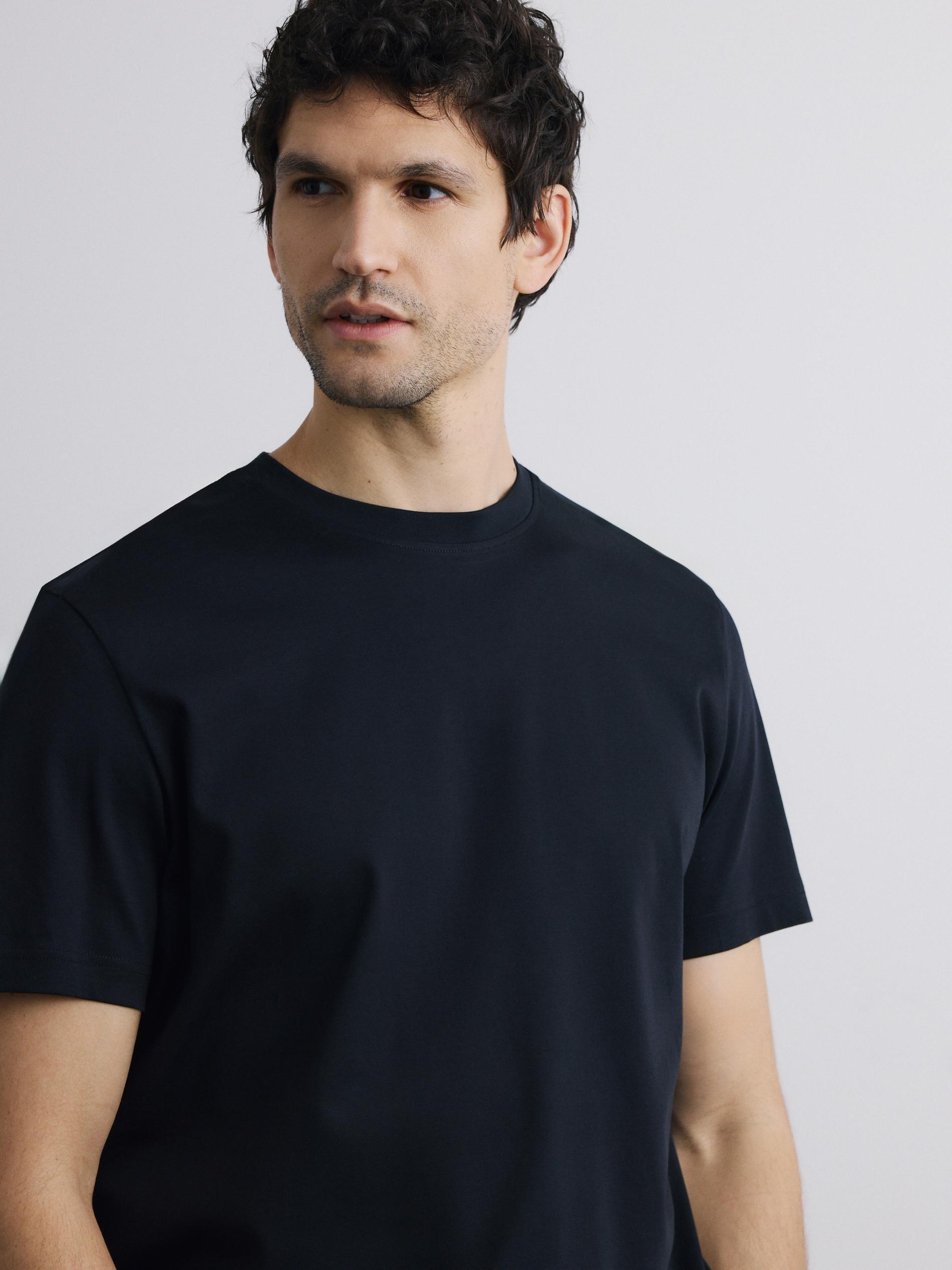 Black Mercerised Organic Cotton Regular Fit T-Shirt, Black, medium