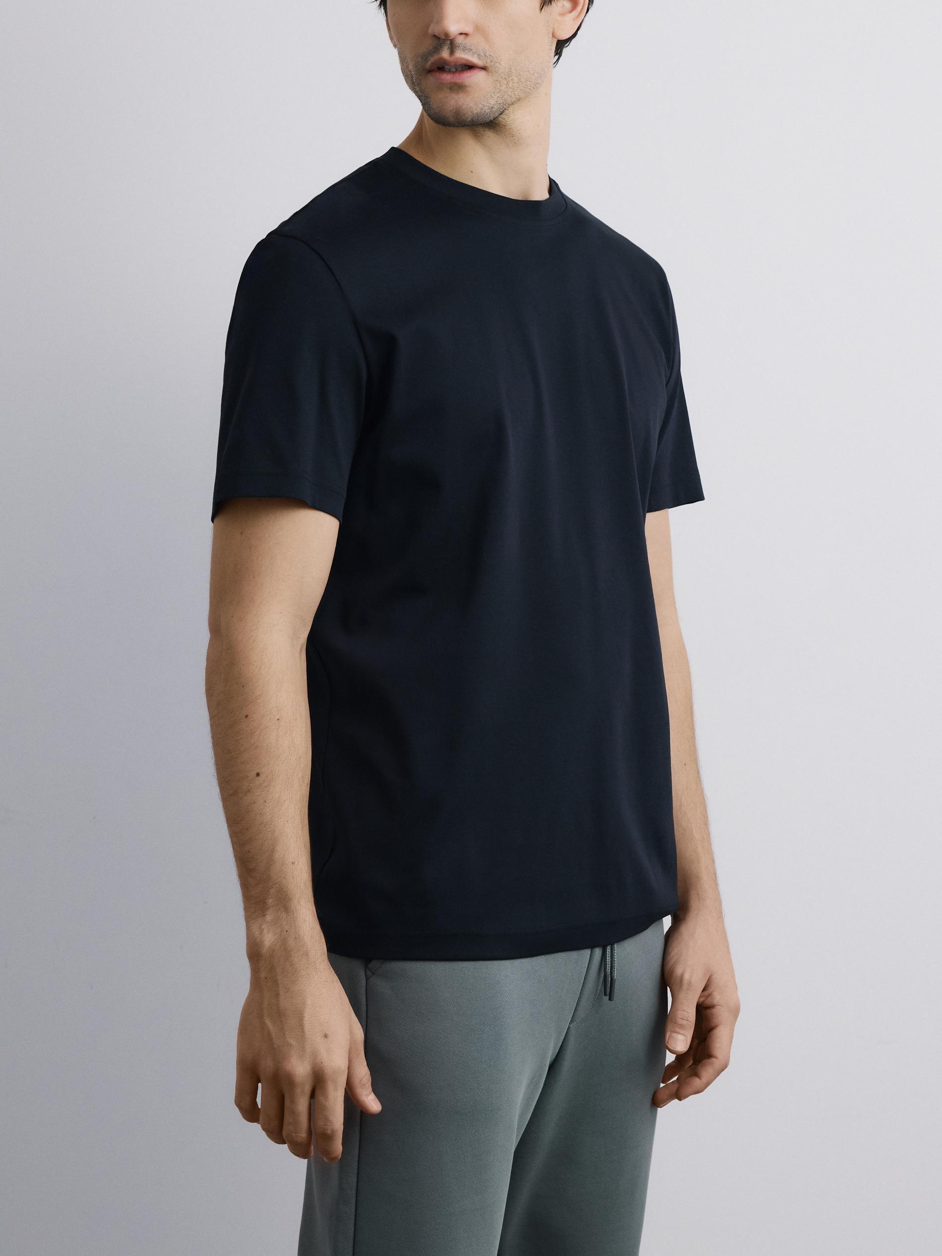 Black Mercerised Organic Cotton Regular Fit T-Shirt, Black, medium