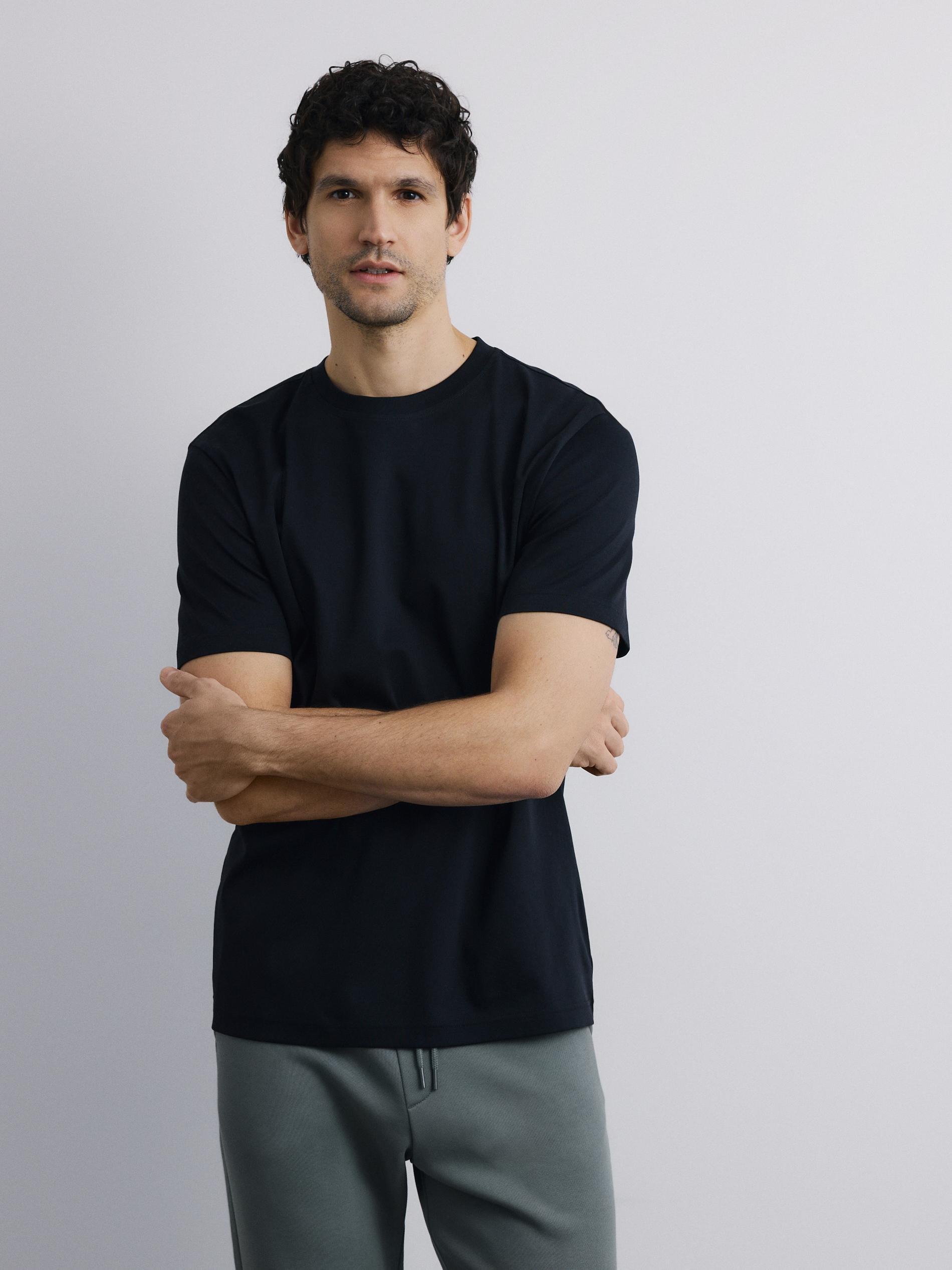 Black Mercerised Organic Cotton Regular Fit T-Shirt, Black, medium