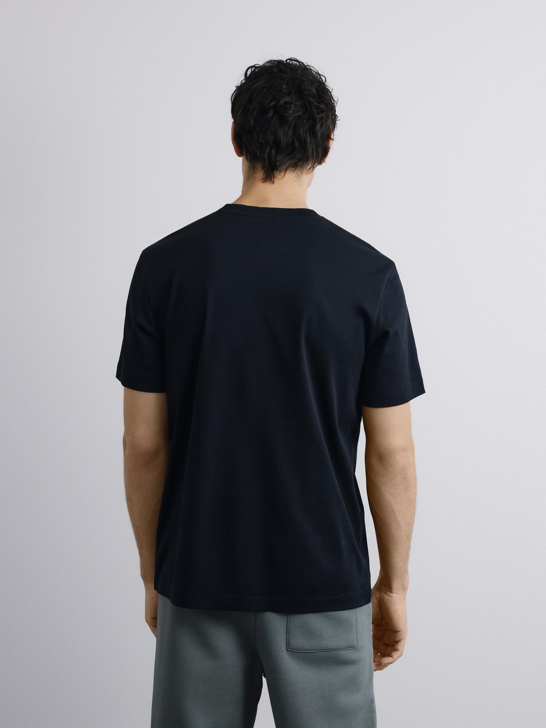 Black Mercerised Organic Cotton Regular Fit T-Shirt, Black, large image number 4