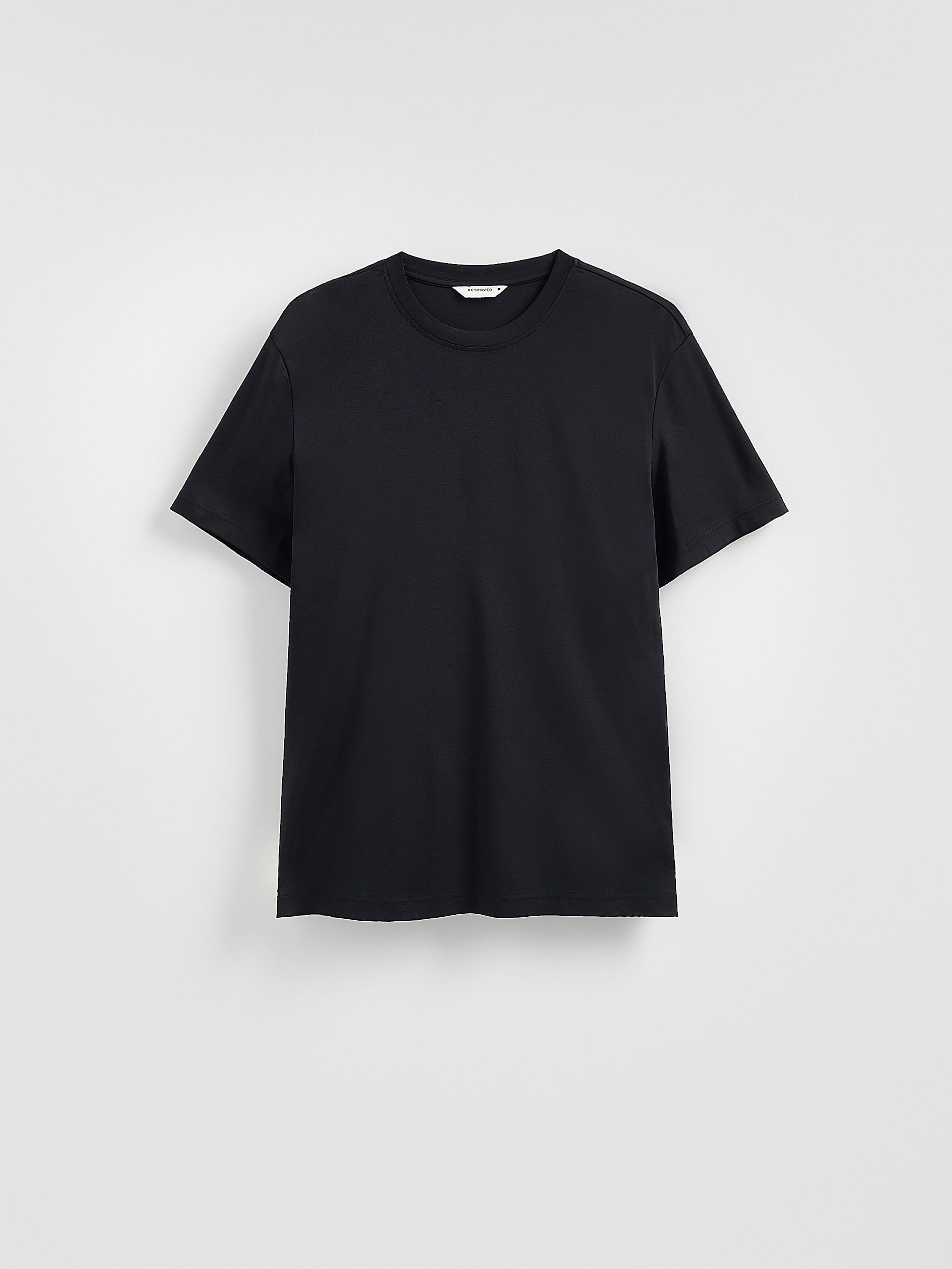 Black Mercerised Organic Cotton Regular Fit T-Shirt, Black, large image number 5