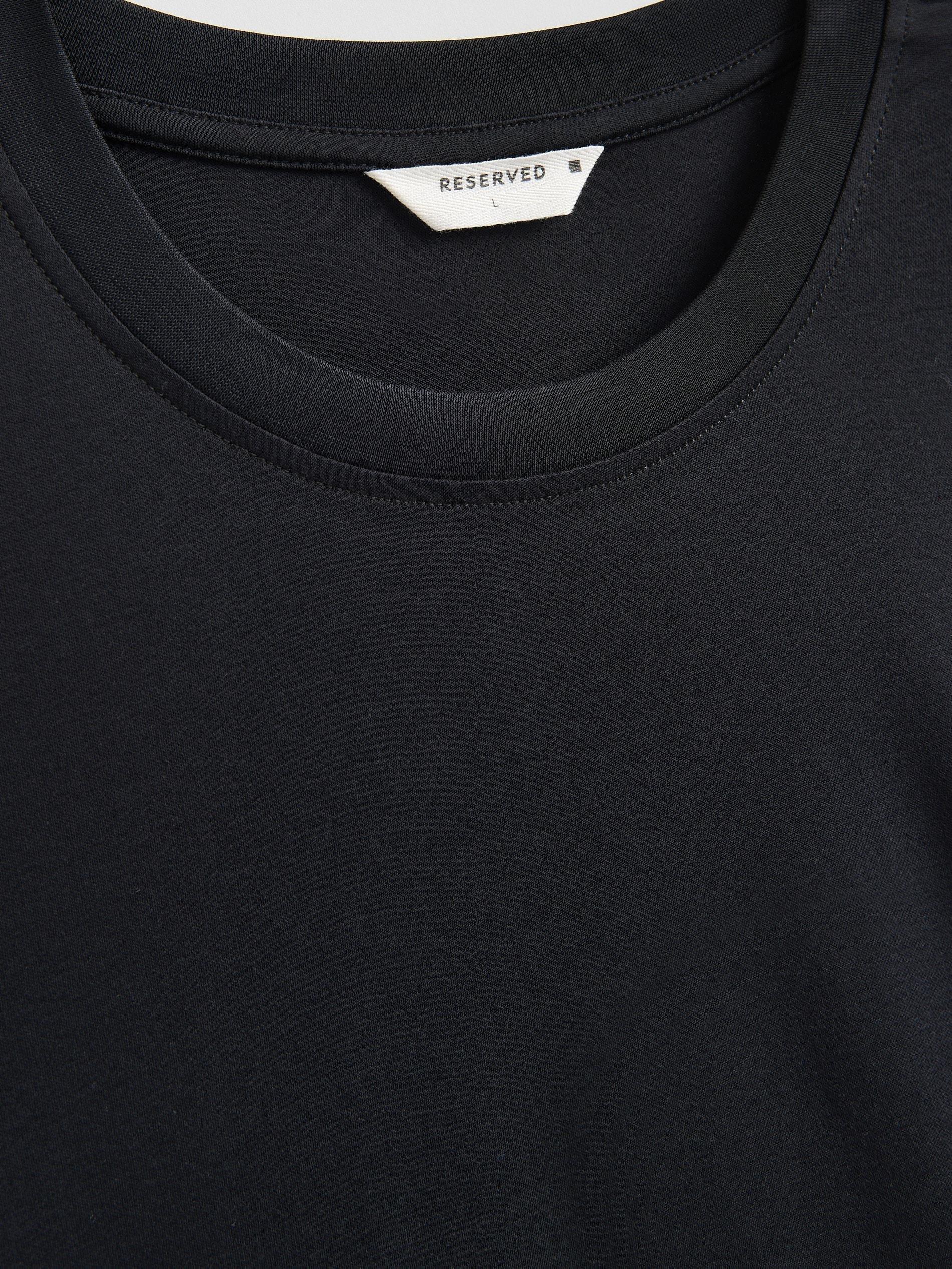 Black Mercerised Organic Cotton Regular Fit T-Shirt, Black, large image number 6