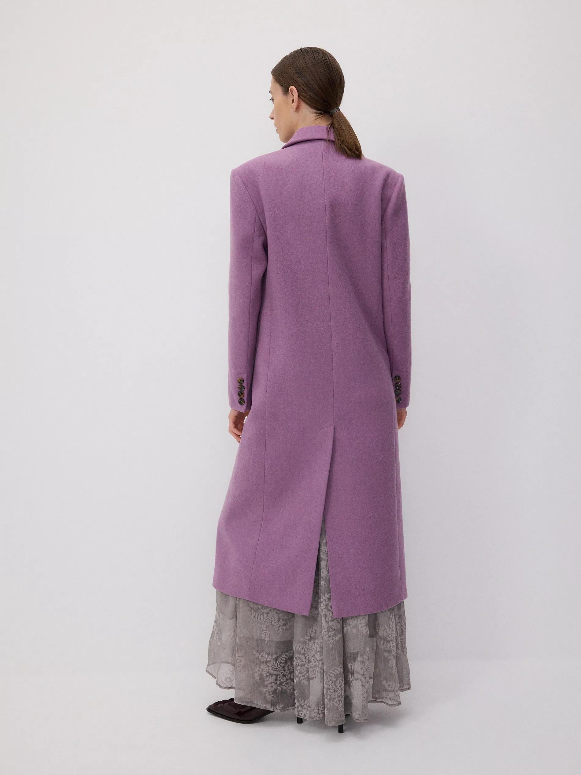 Maroon Double-Breasted Coat With High Wool Content, , large image number 7