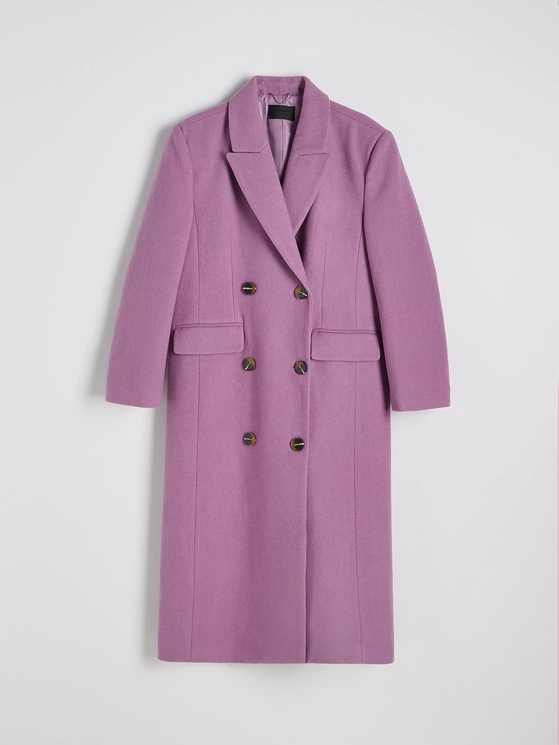 Maroon Double-Breasted Coat With High Wool Content, , large image number 8